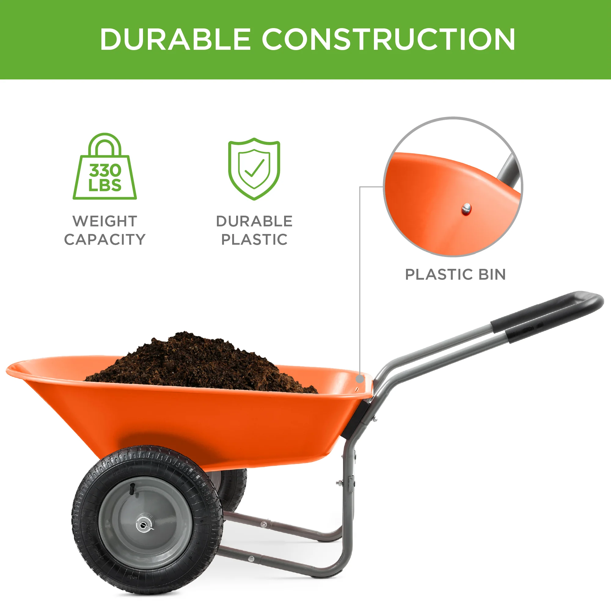 Dual-Wheel Wheelbarrow Garden Cart - Image 52