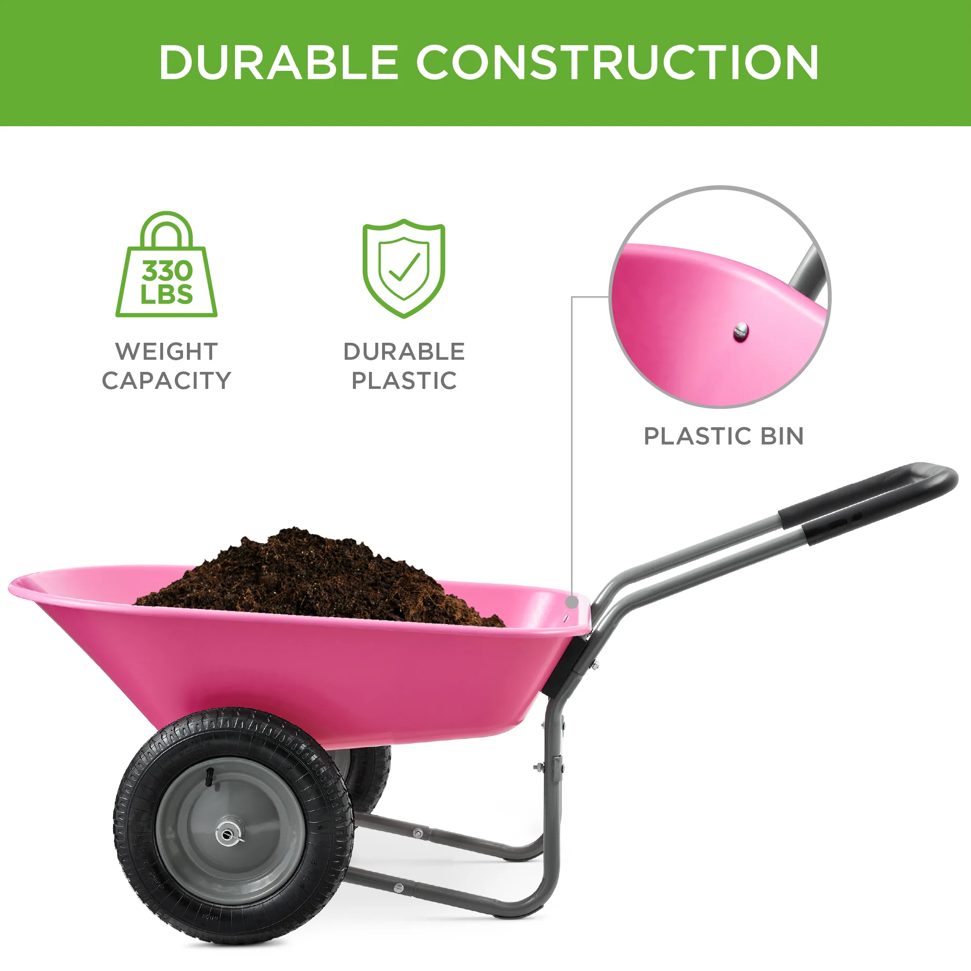 Dual-Wheel Wheelbarrow Garden Cart - Image 73