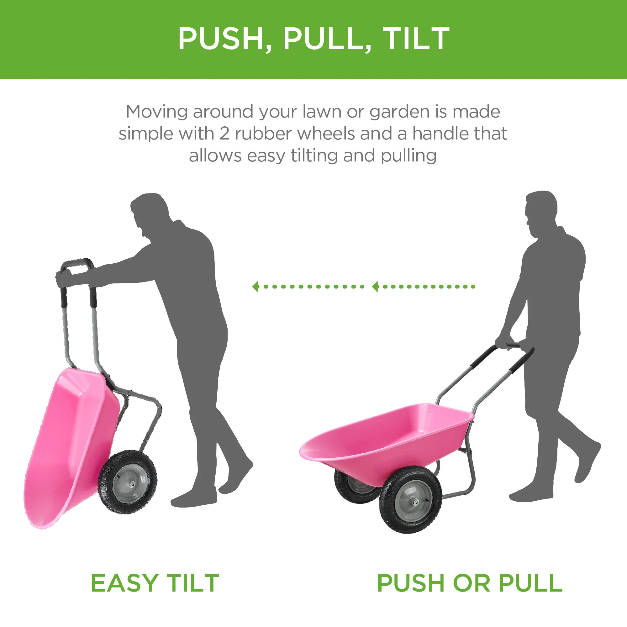 Dual-Wheel Wheelbarrow Garden Cart - Image 74