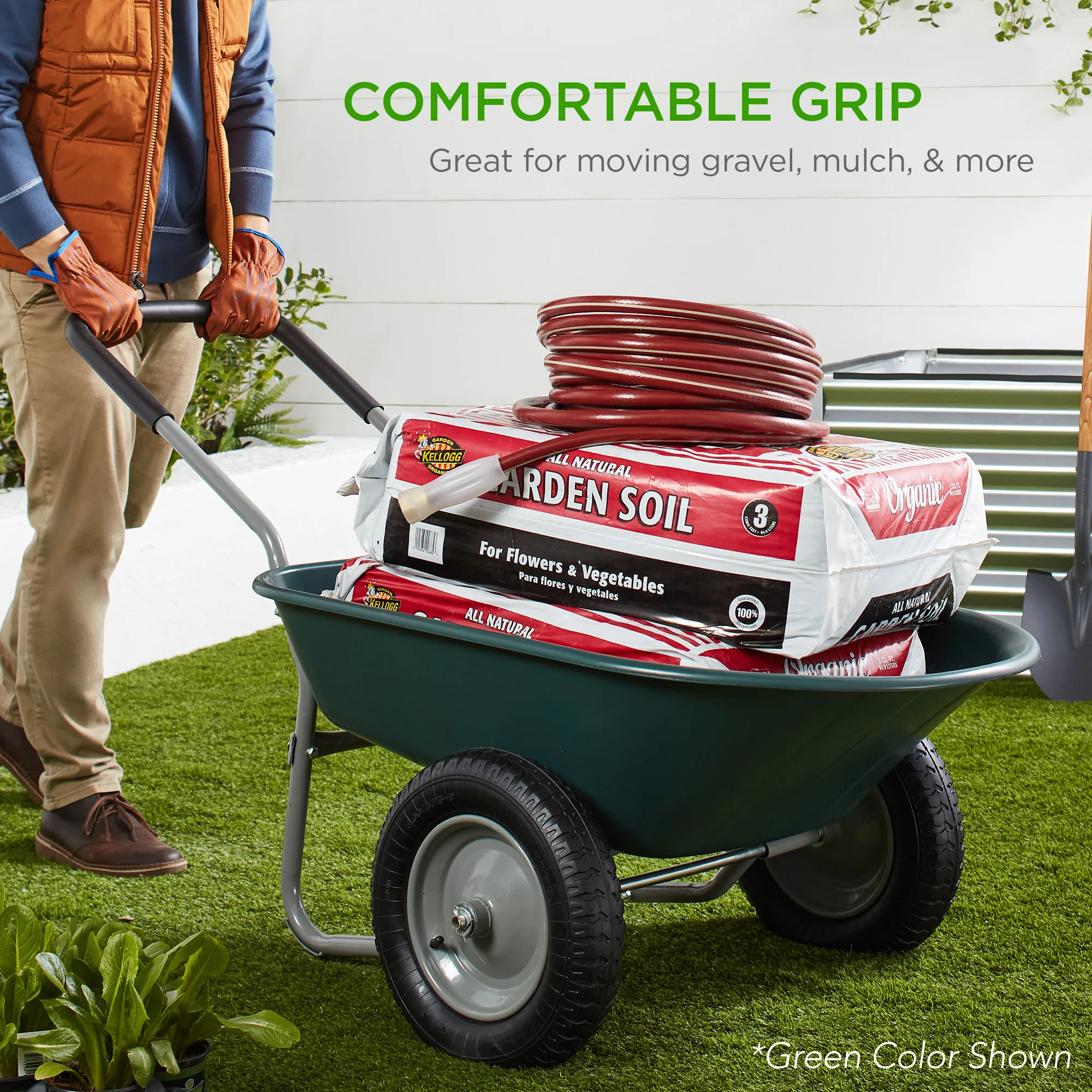 Dual-Wheel Wheelbarrow Garden Cart - Image 76