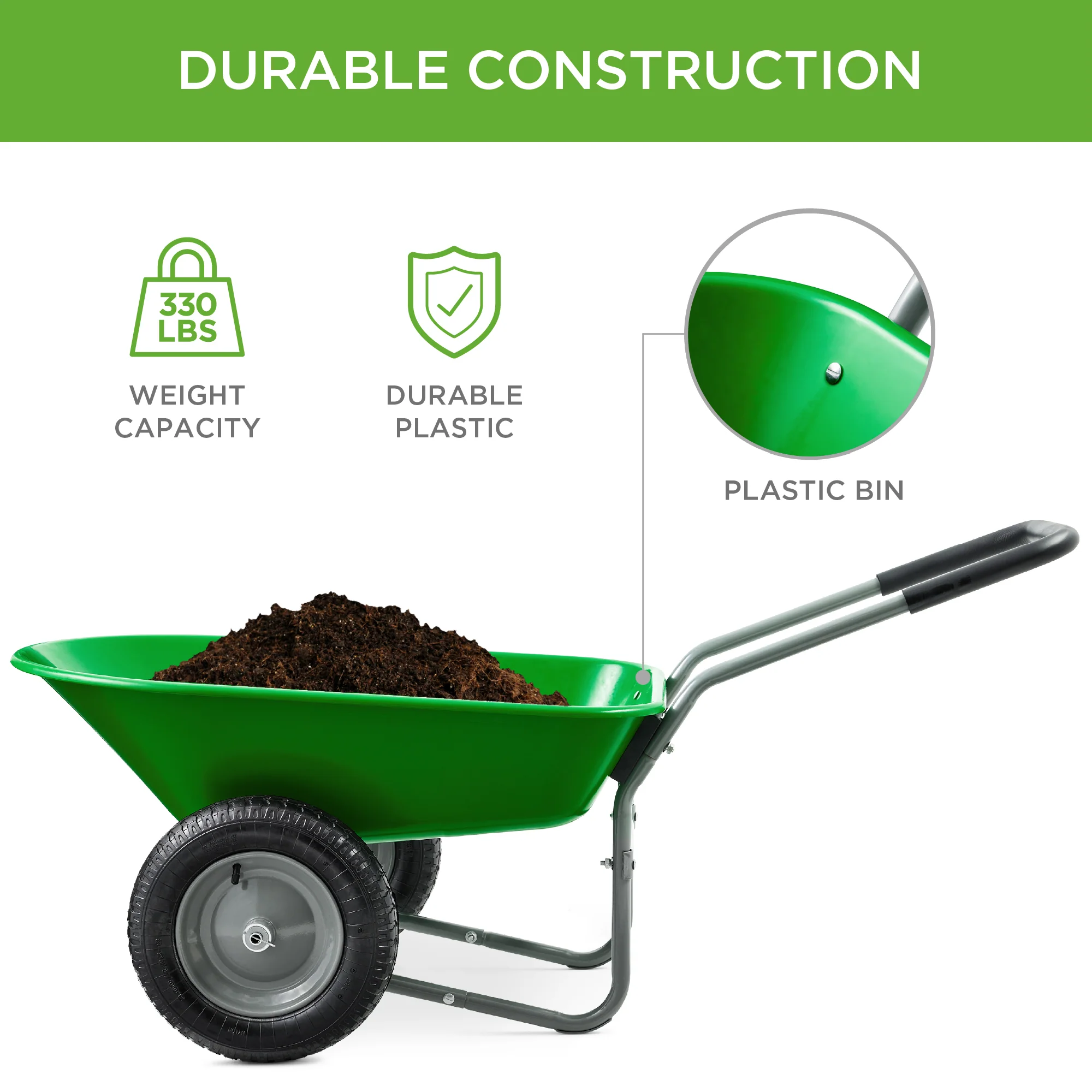 Dual-Wheel Wheelbarrow Garden Cart - Image 87