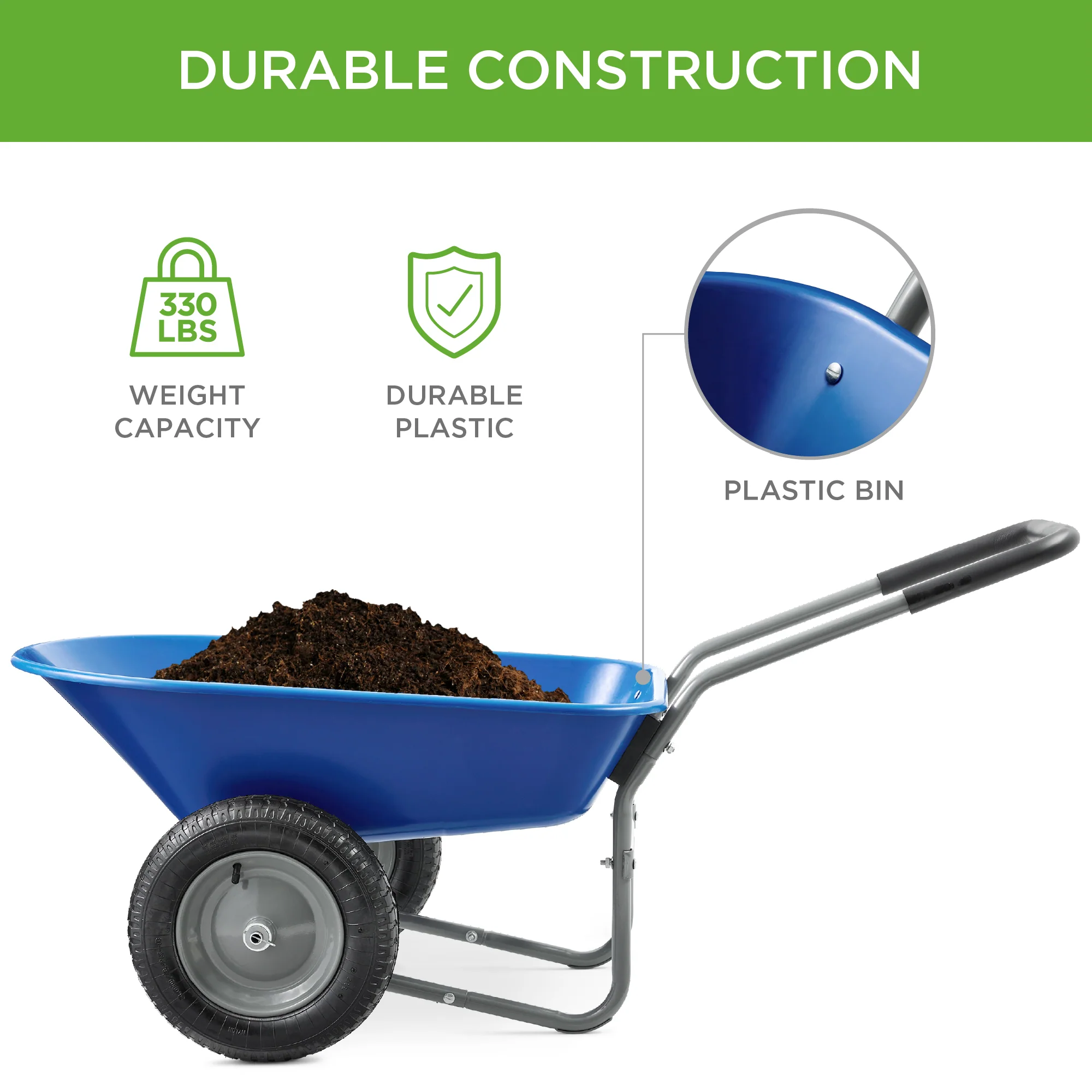 Dual-Wheel Wheelbarrow Garden Cart - Image 94