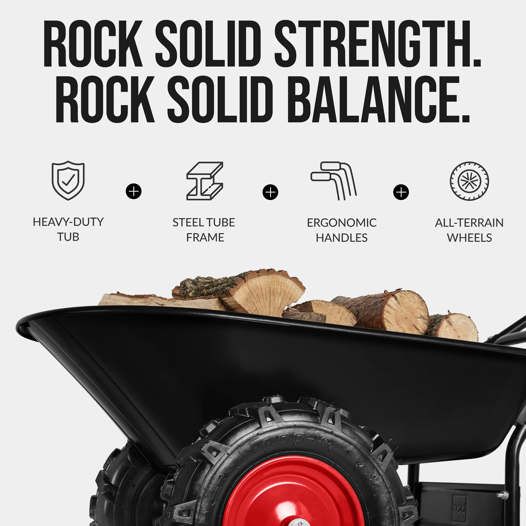 Dual-Wheel Wheelbarrow w/Built in Stand, 500lb Capacity, Extra Large Wheels - Image 22