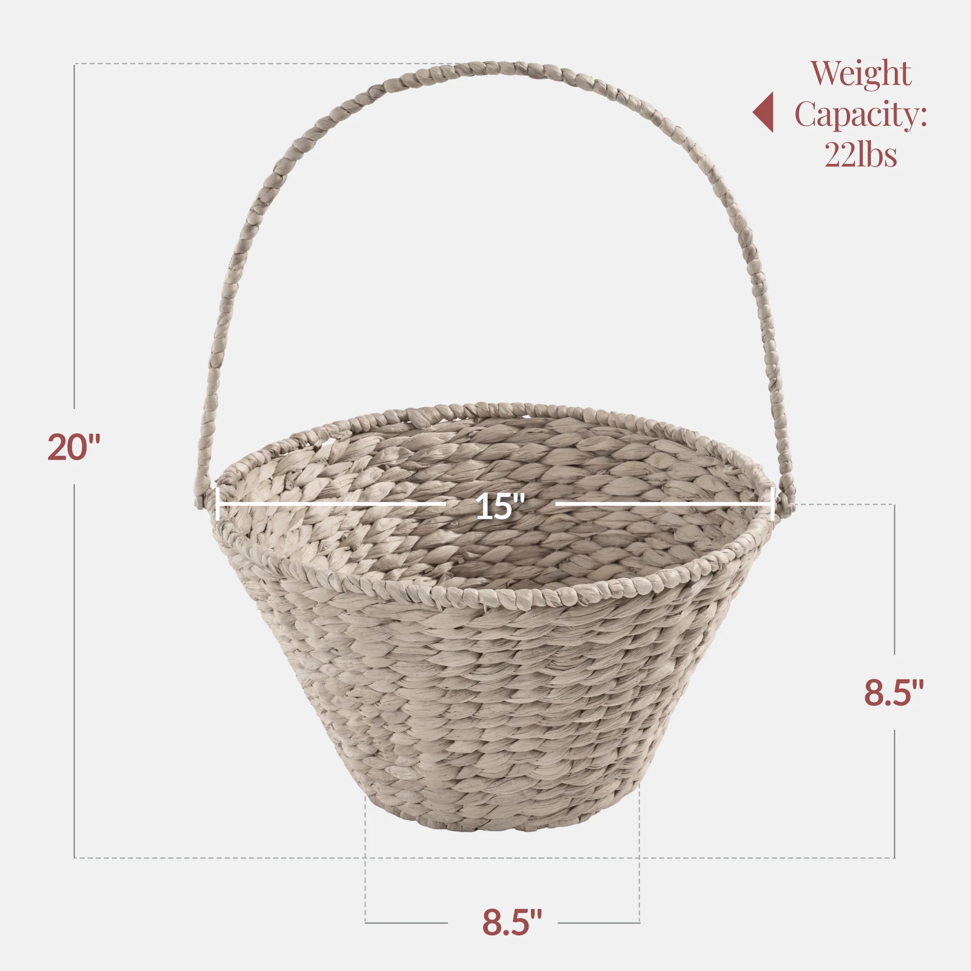 Handwoven Large Gift Basket w/Collapsible Handle For Celebrations, 20 Inch - Image 2