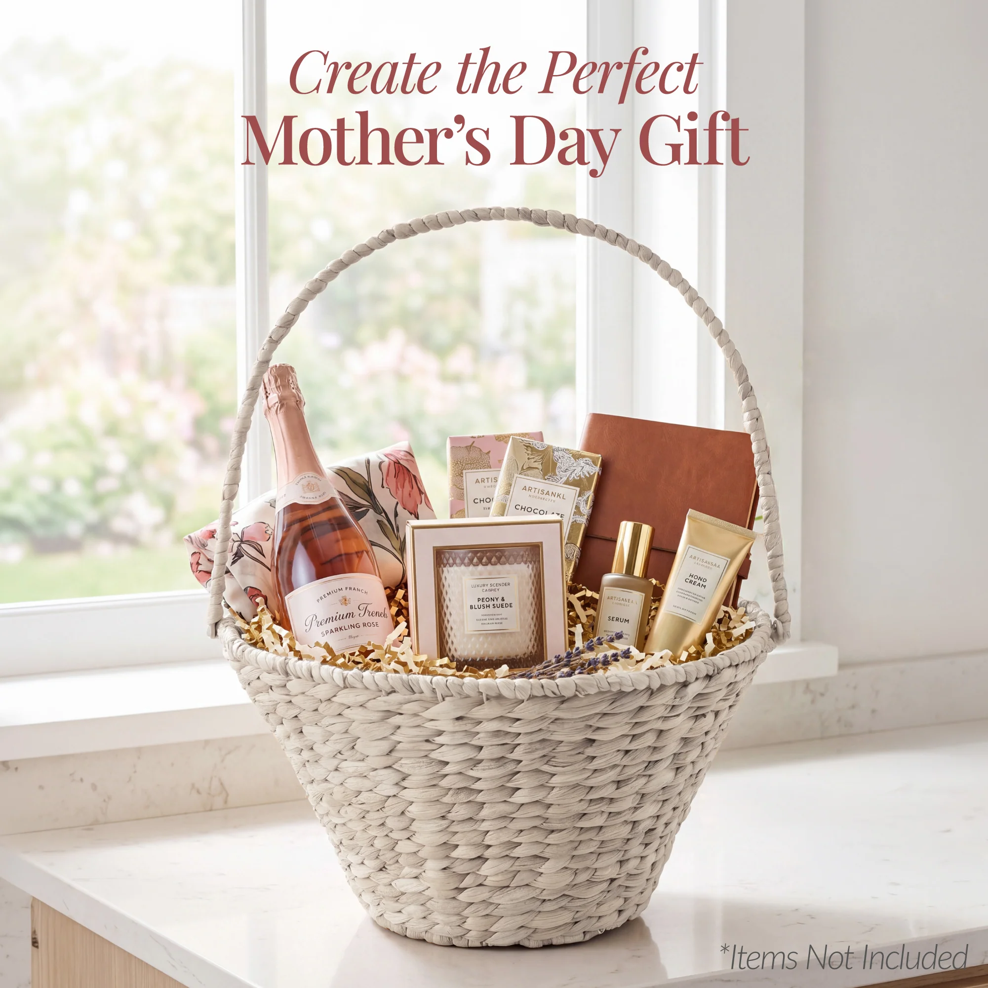 Handwoven Large Gift Basket w/Collapsible Handle For Celebrations, 20 Inch - Image 3