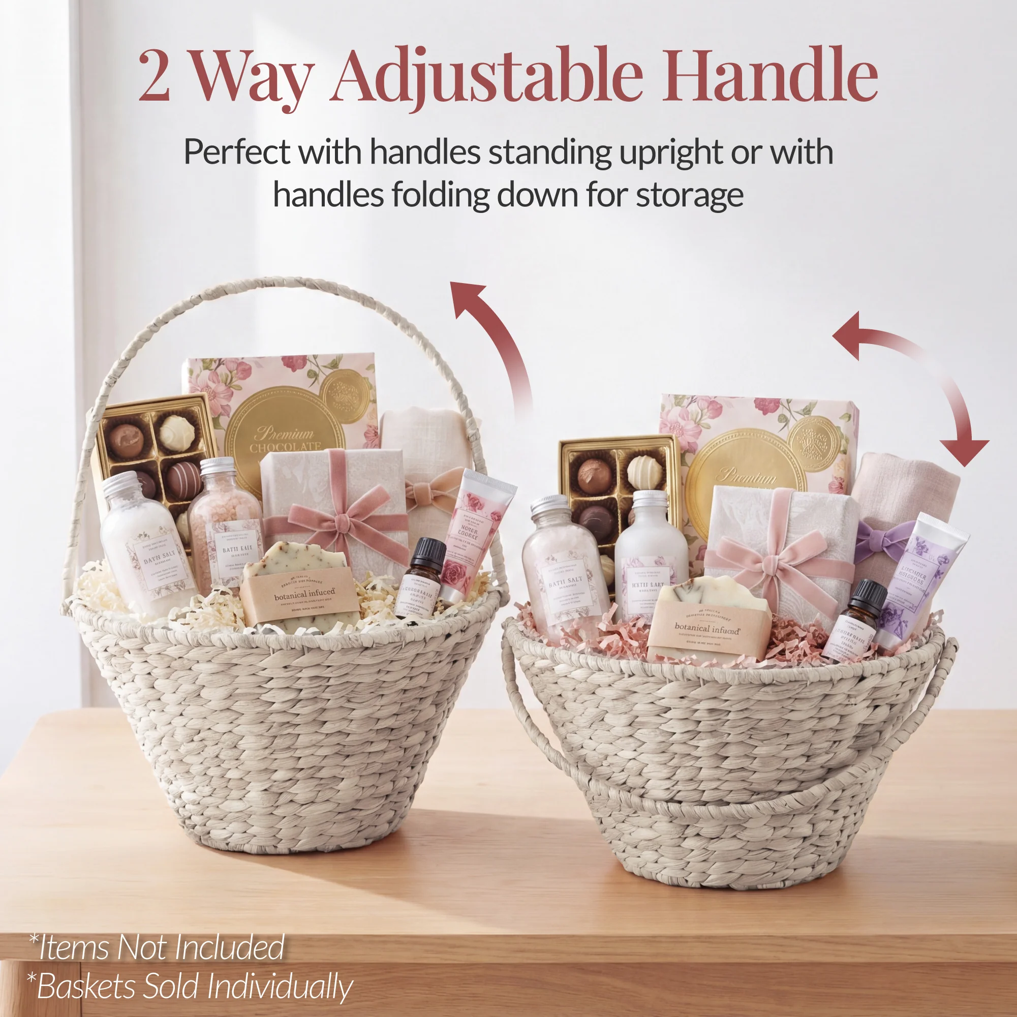 Handwoven Large Gift Basket w/Collapsible Handle For Celebrations, 20 Inch - Image 5