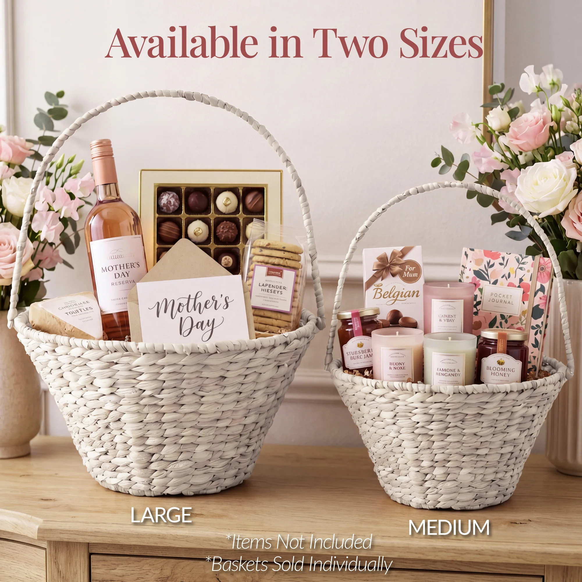 Handwoven Large Gift Basket w/Collapsible Handle For Celebrations, 20 Inch - Image 6