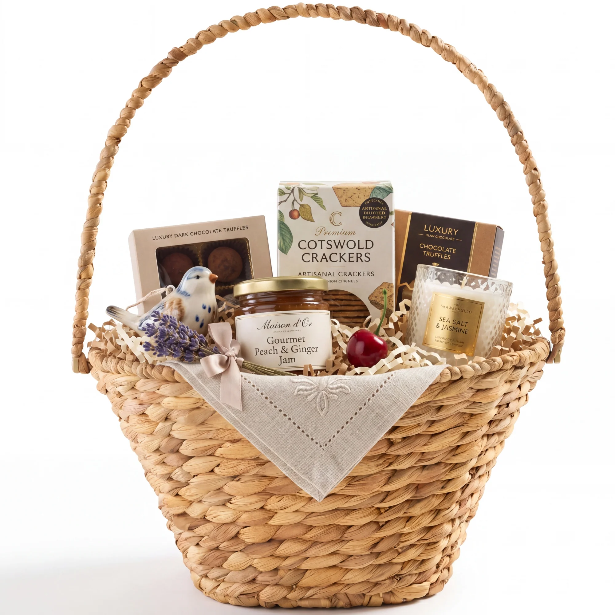 Handwoven Medium Gift Basket w/Collapsible Handle For Celebrations, 15 Inch