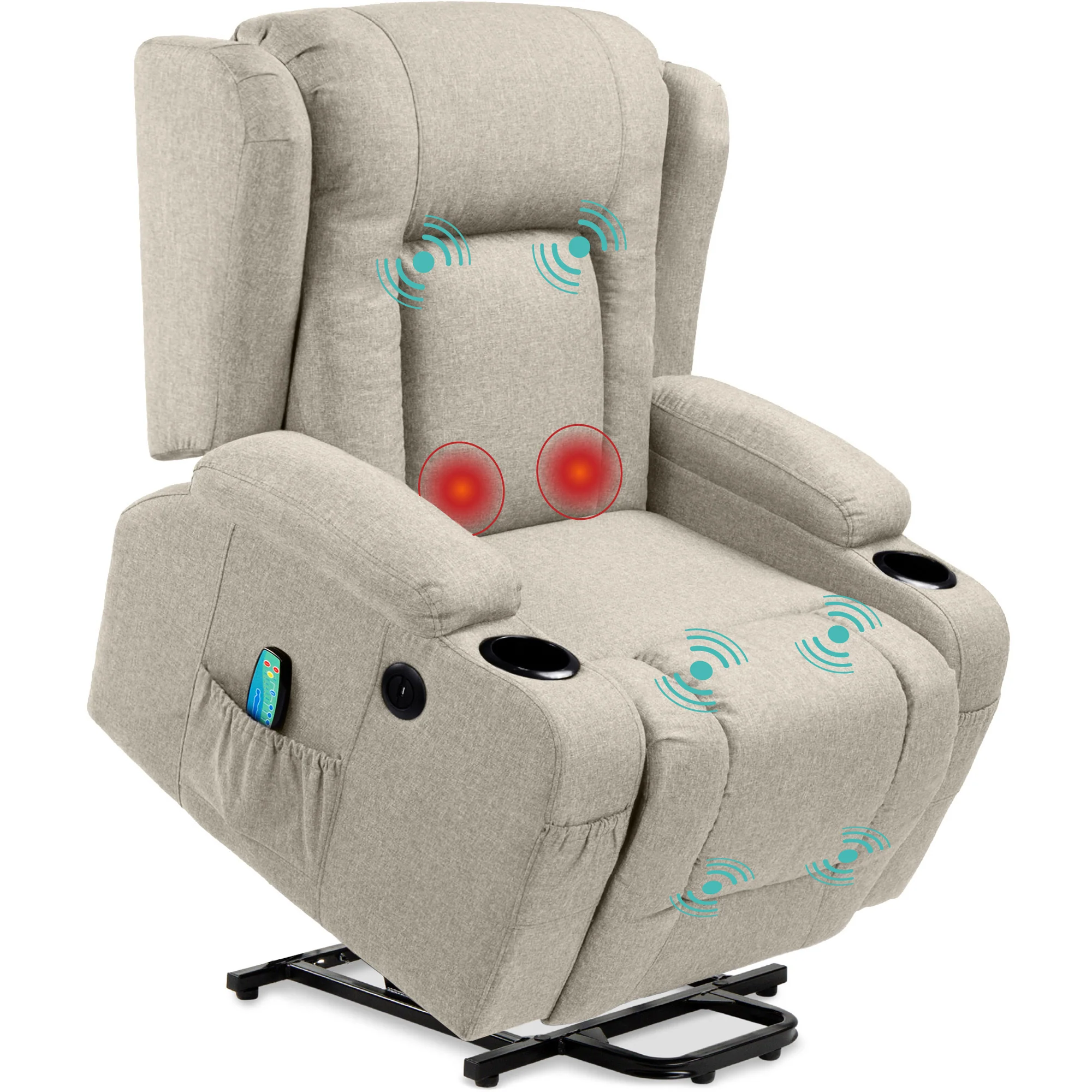 Electric Power Lift Recliner Massage Chair w/ Heat, USB Port, Cupholders - Image 25