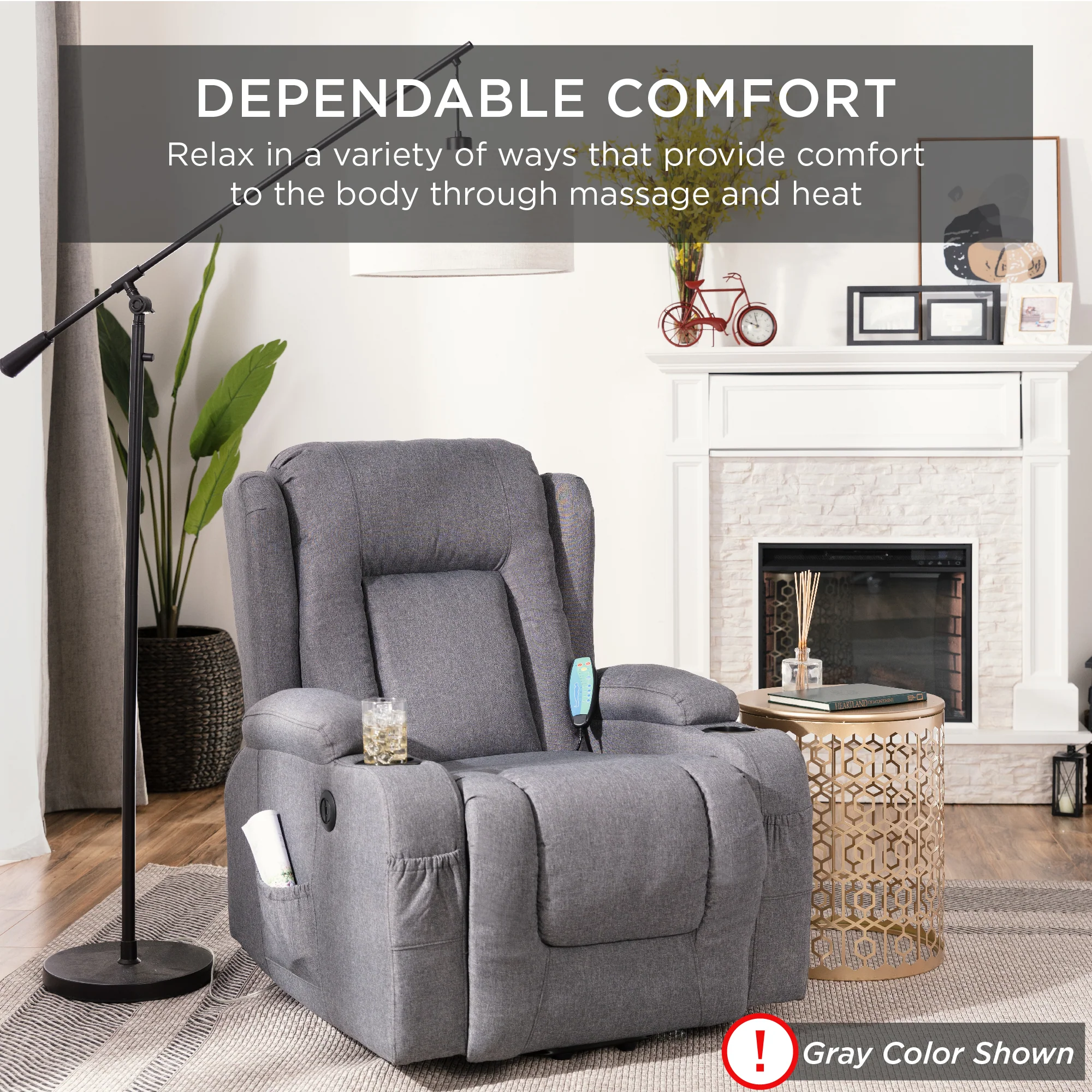 Electric Power Lift Recliner Massage Chair w/ Heat, USB Port, Cupholders - Image 50