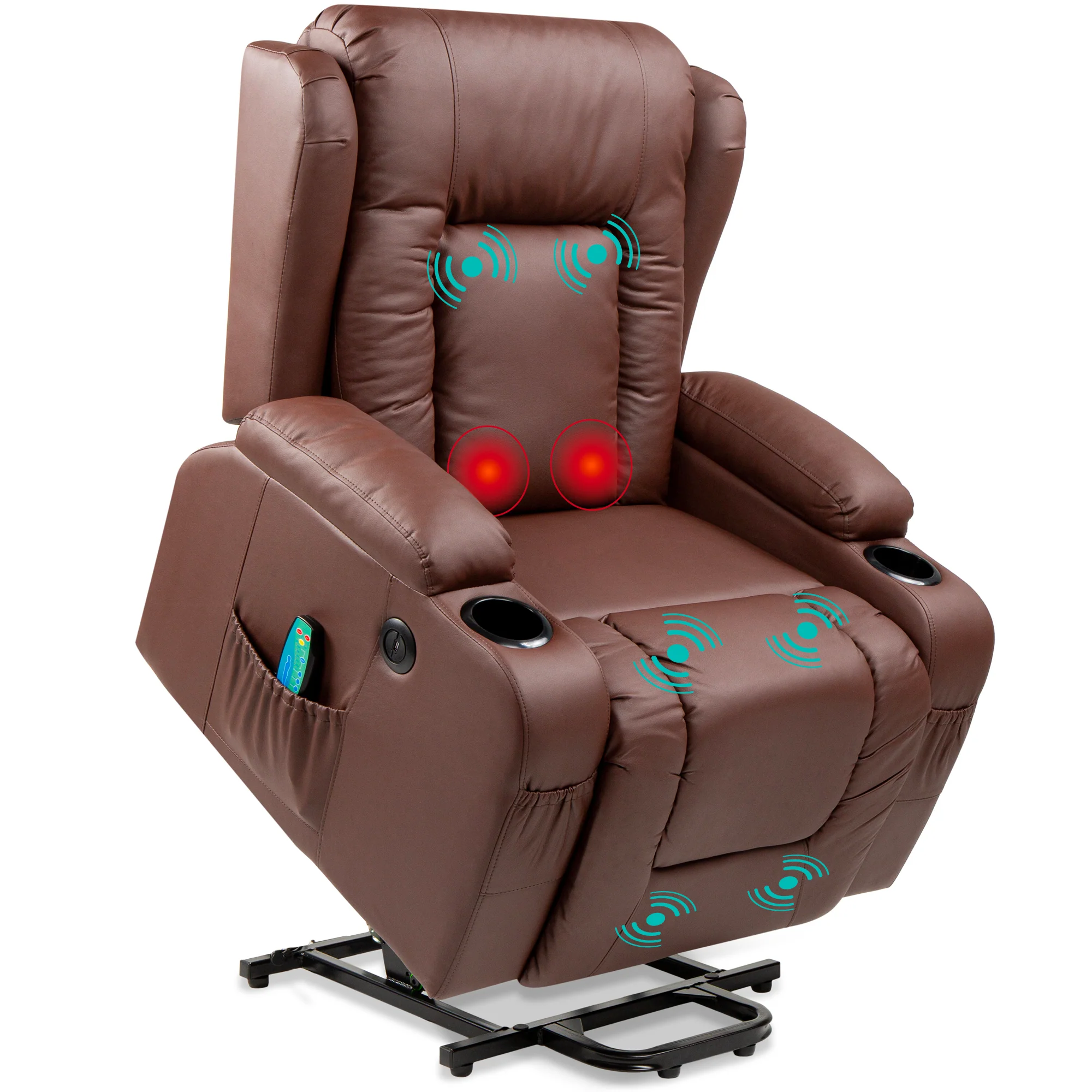 Electric Power Lift Recliner Massage Chair w/ Heat, USB Port, Cupholders - Image 17