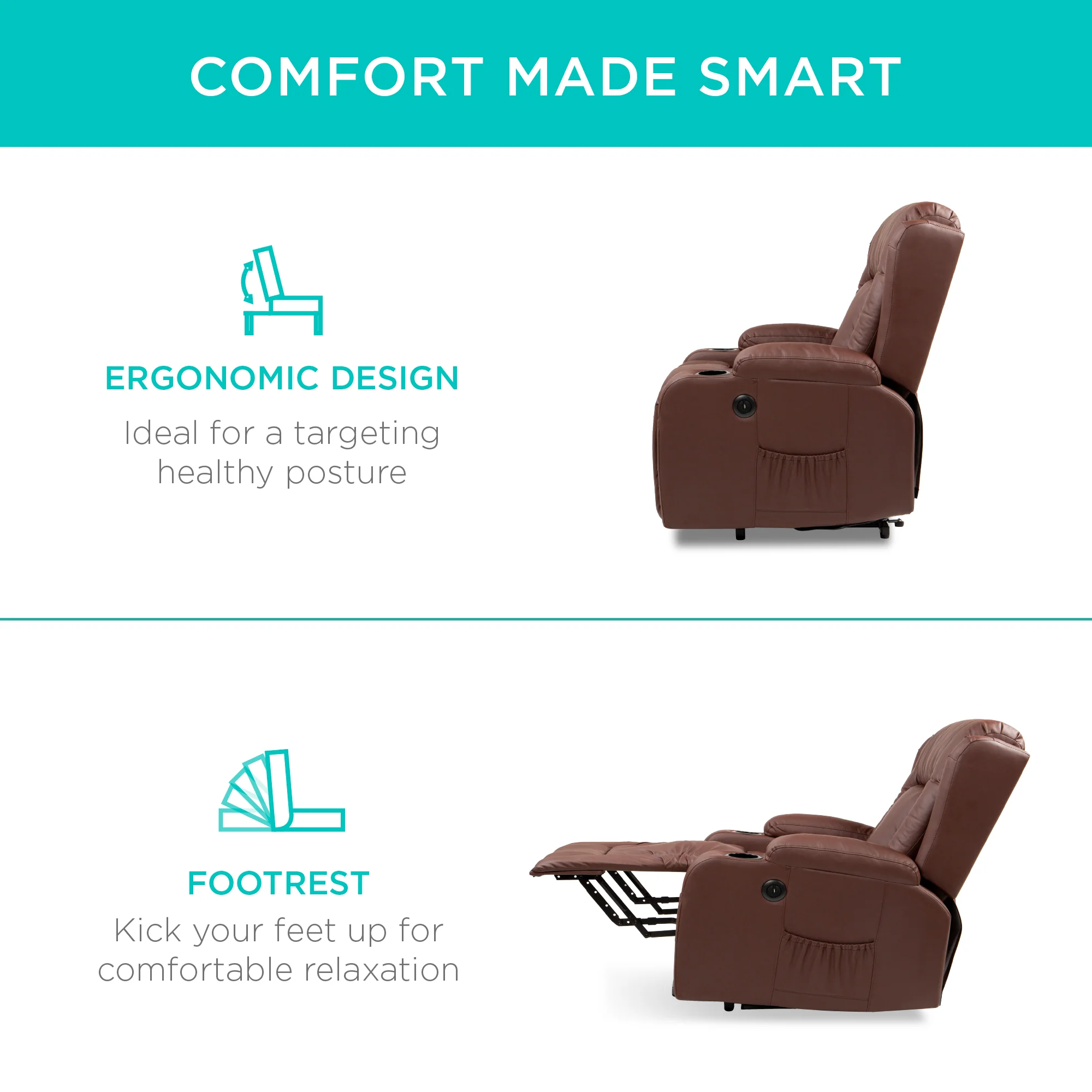 Electric Power Lift Recliner Massage Chair w/ Heat, USB Port, Cupholders - Image 22