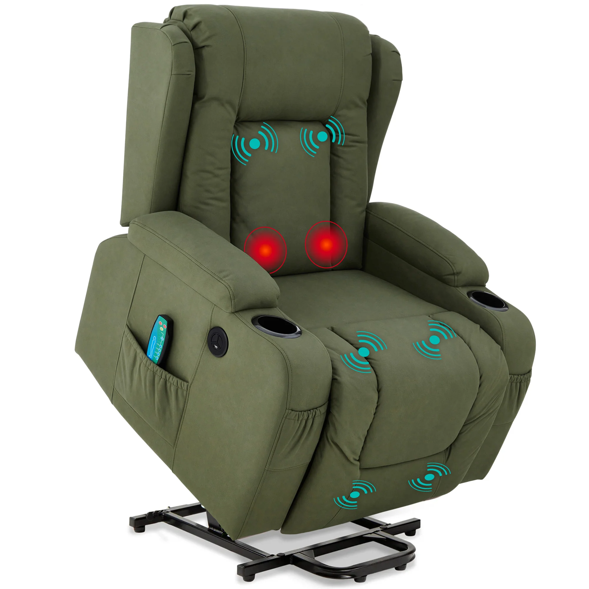 Electric Power Lift Recliner Massage Chair w/ Heat, USB Port, Cupholders - Image 25
