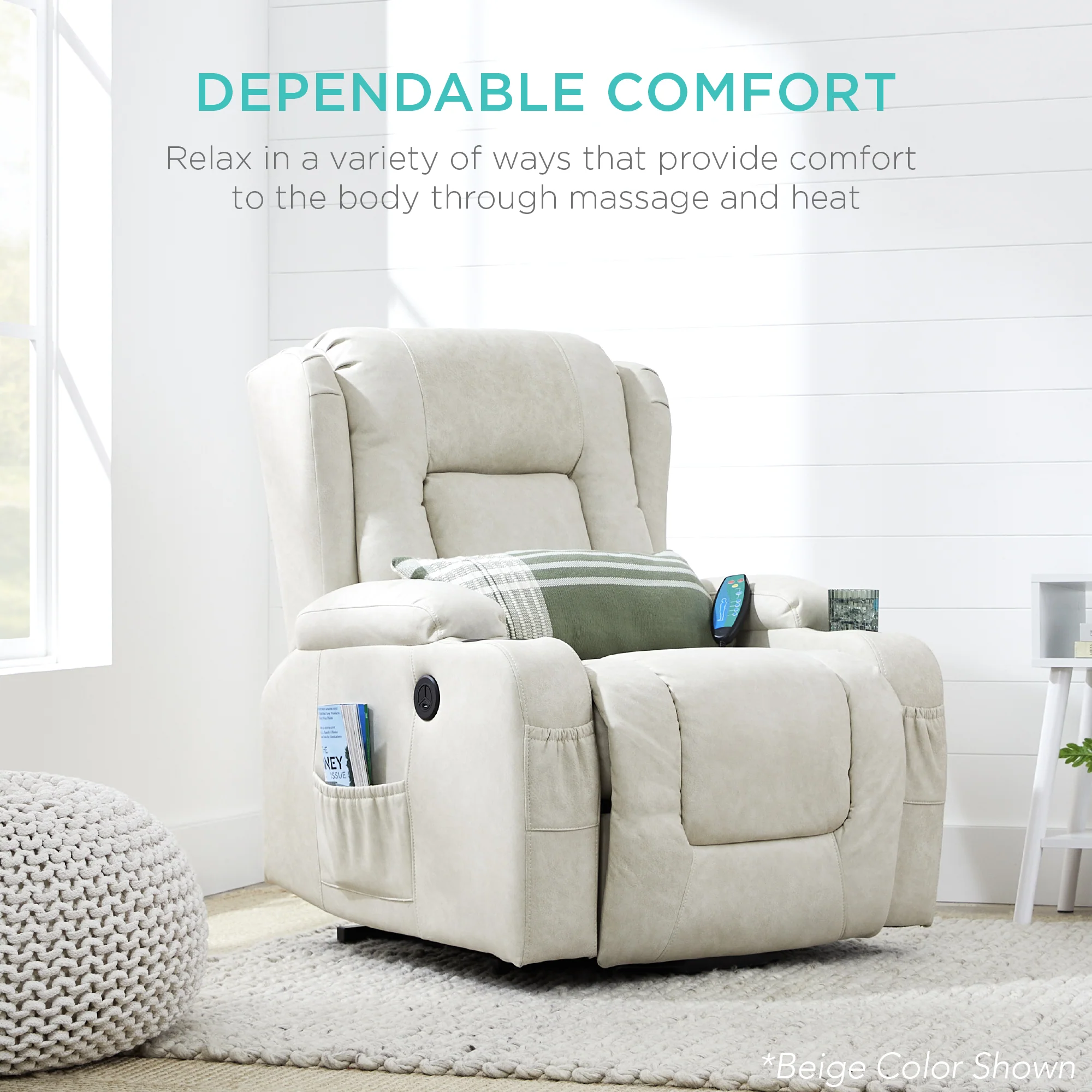 Electric Power Lift Recliner Massage Chair w/ Heat, USB Port, Cupholders - Image 26