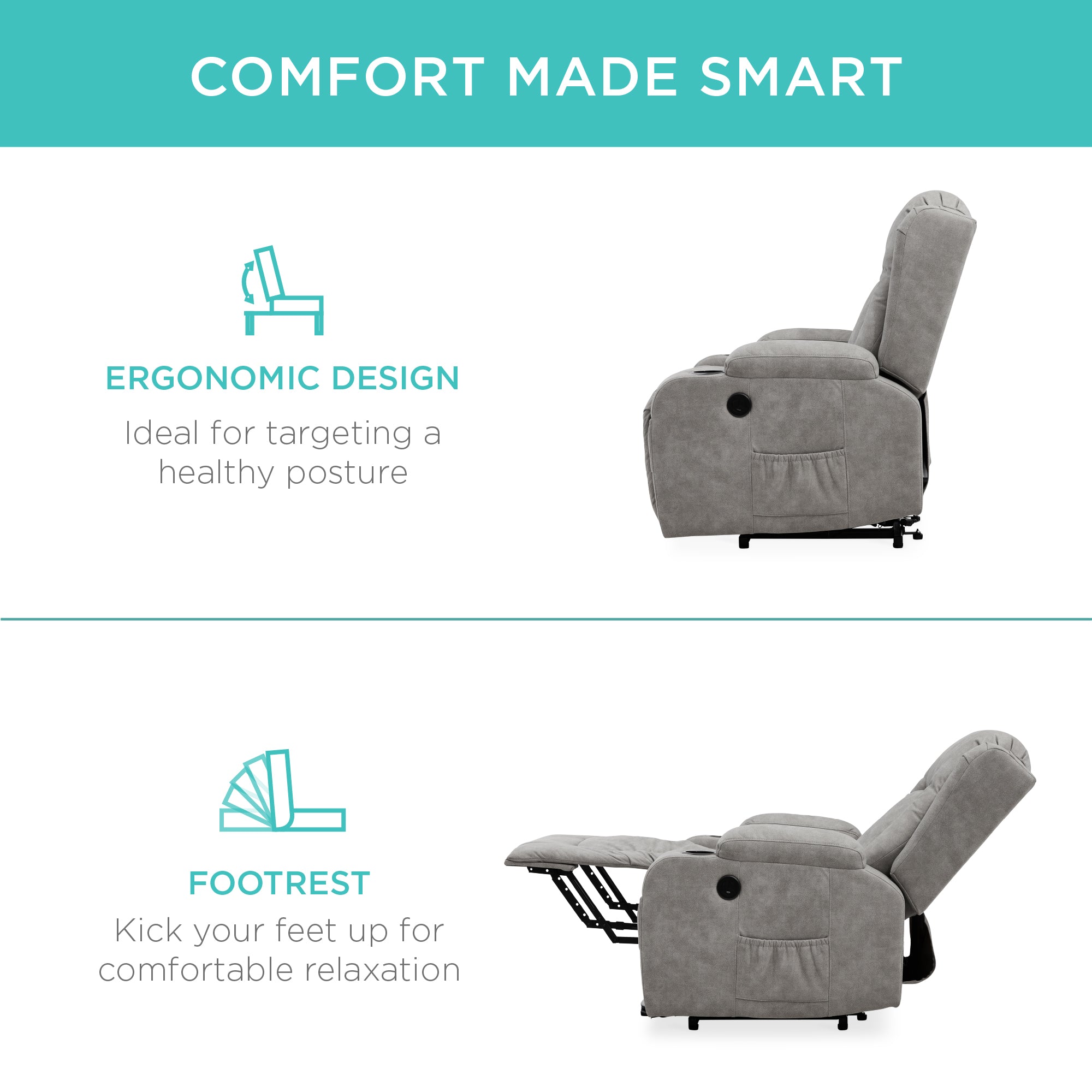 Electric Power Lift Recliner Massage Chair w/ Heat, USB Port, Cupholders - Image 38