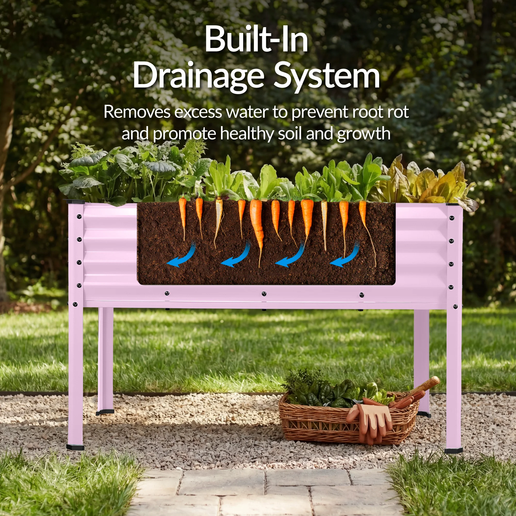 Elevated Galvanized Metal Garden Bed w/ Corner Protectors - 48x24x30in - Image 113
