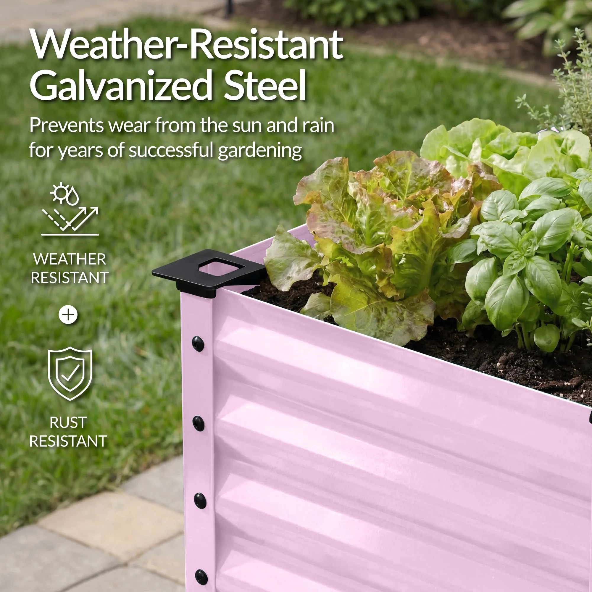 Elevated Galvanized Metal Garden Bed w/ Corner Protectors - 48x24x30in - Image 114