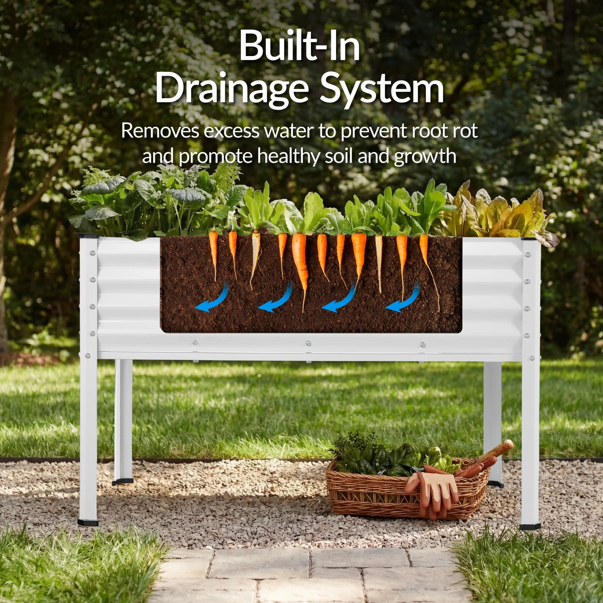 Elevated Galvanized Metal Garden Bed w/ Corner Protectors - 48x24x30in - Image 122