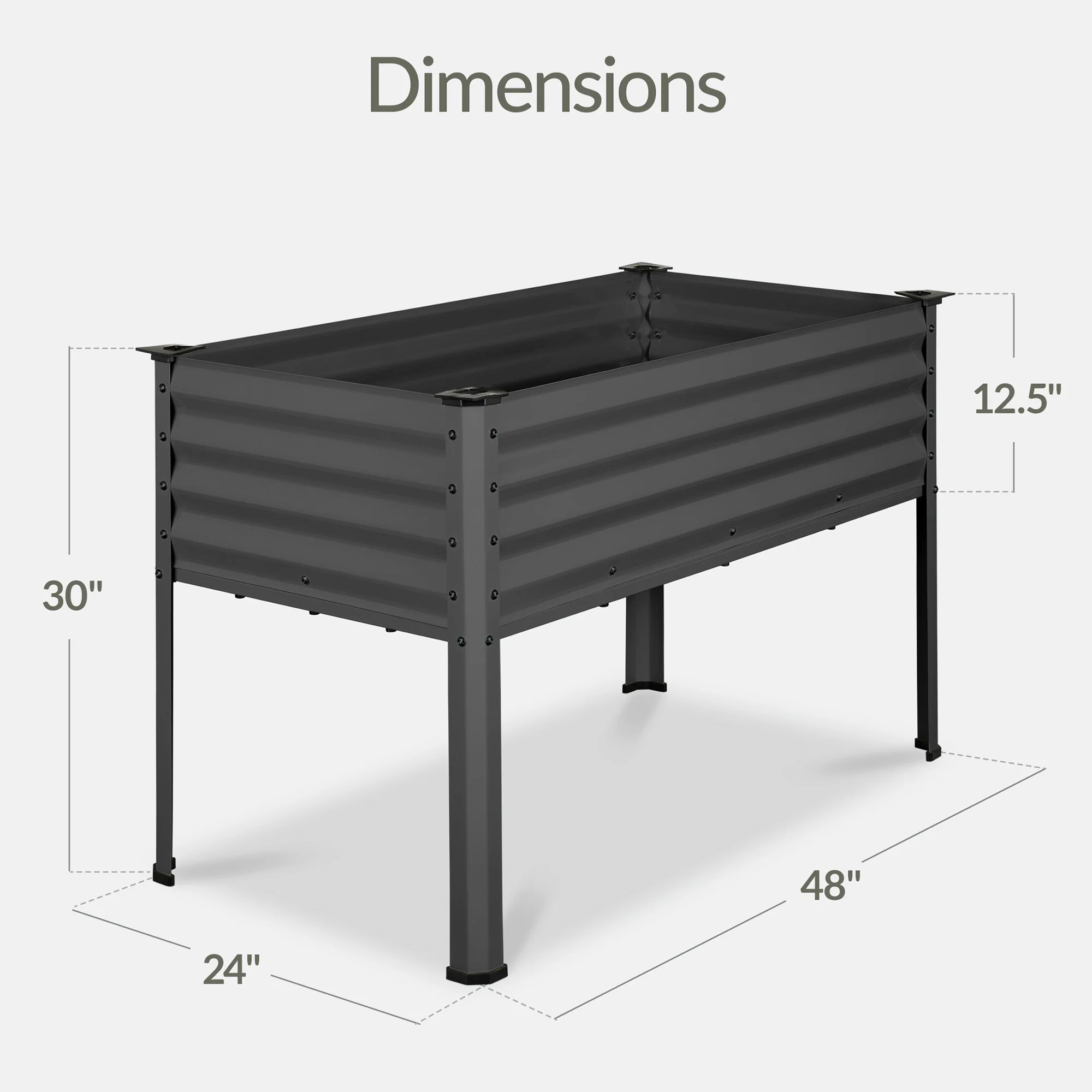 Elevated Galvanized Metal Garden Bed w/ Corner Protectors - 48x24x30in - Image 136