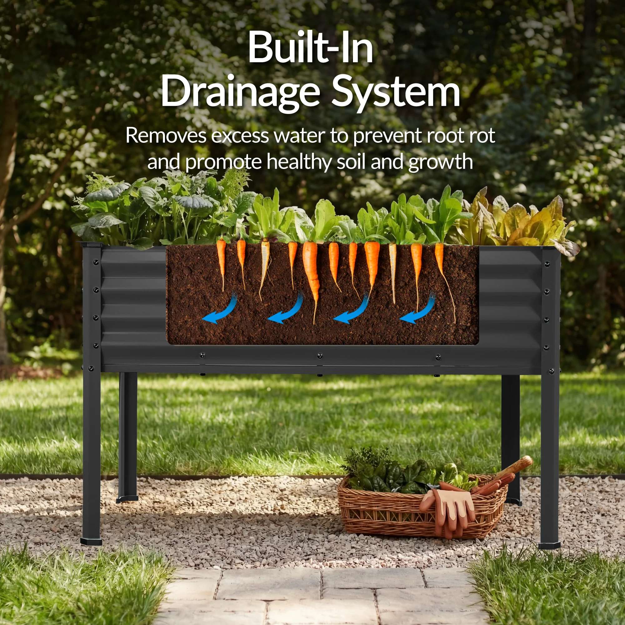 Elevated Galvanized Metal Garden Bed w/ Corner Protectors - 48x24x30in - Image 149
