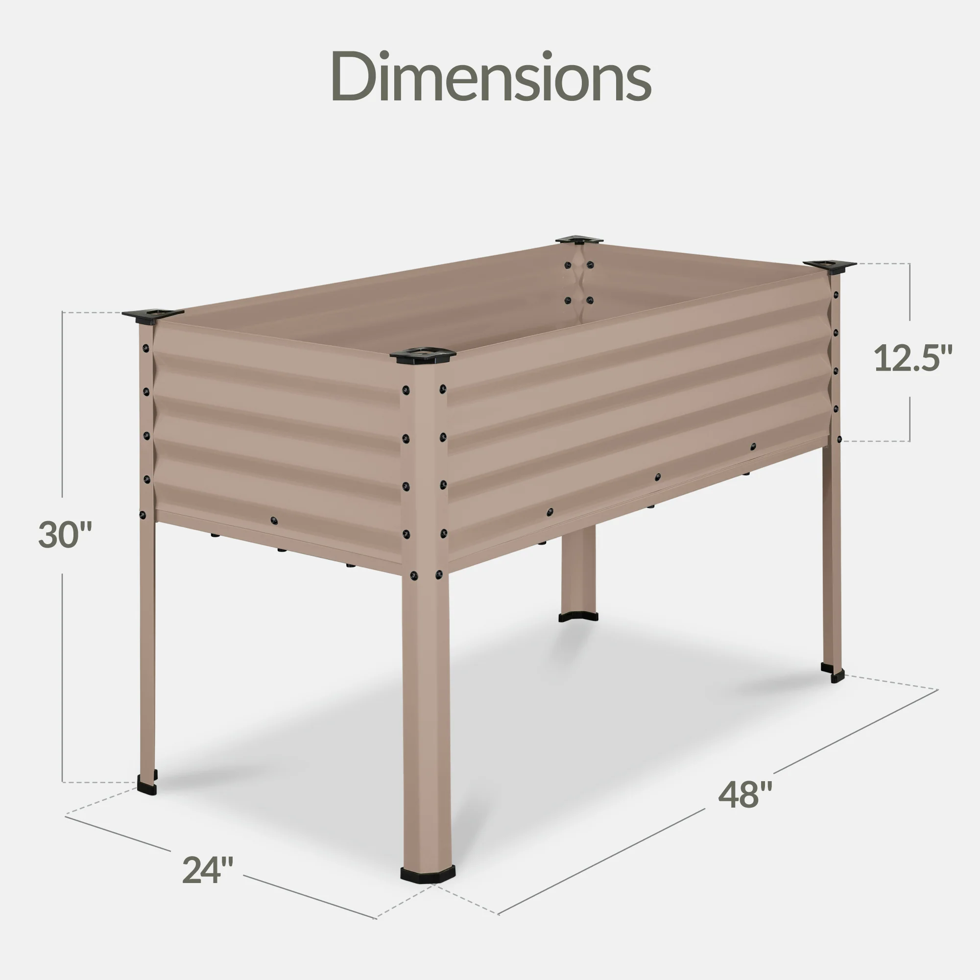 Elevated Galvanized Metal Garden Bed w/ Corner Protectors - 48x24x30in - Image 20