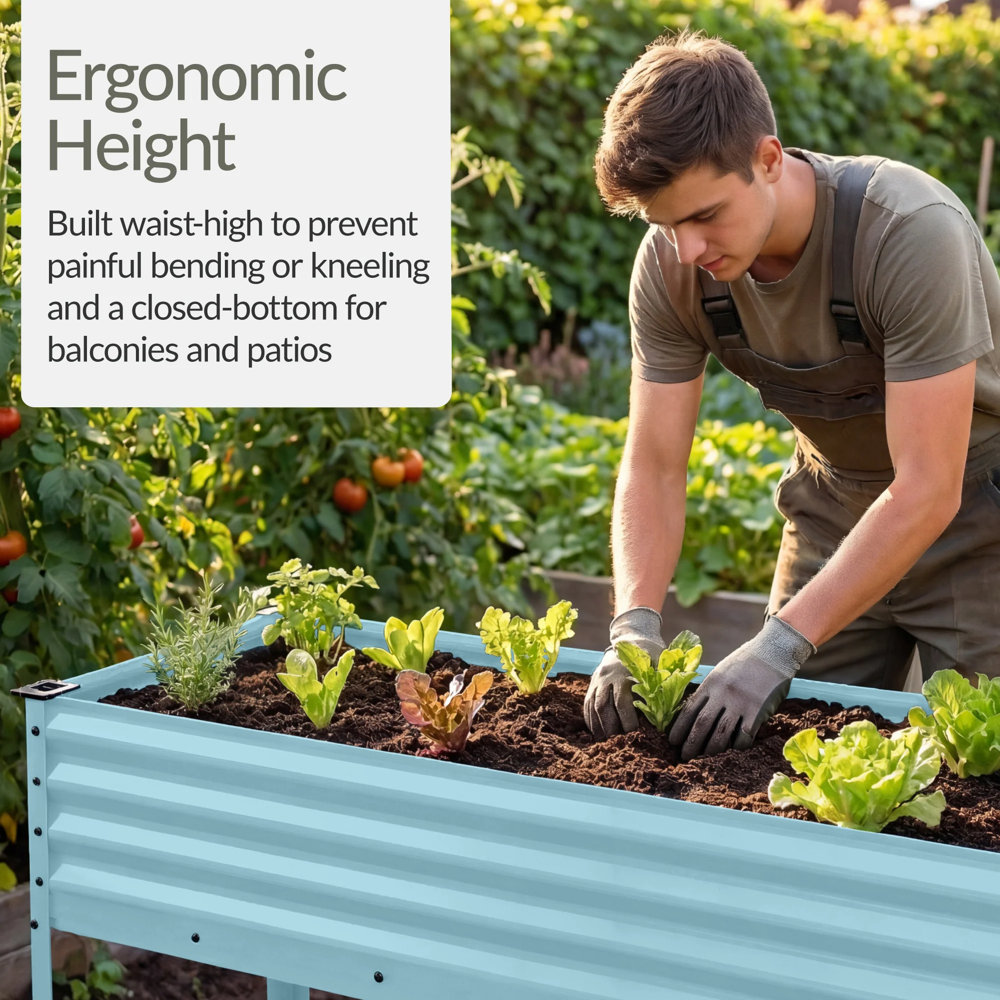 Elevated Galvanized Metal Garden Bed w/ Corner Protectors - 48x24x30in - Image 41