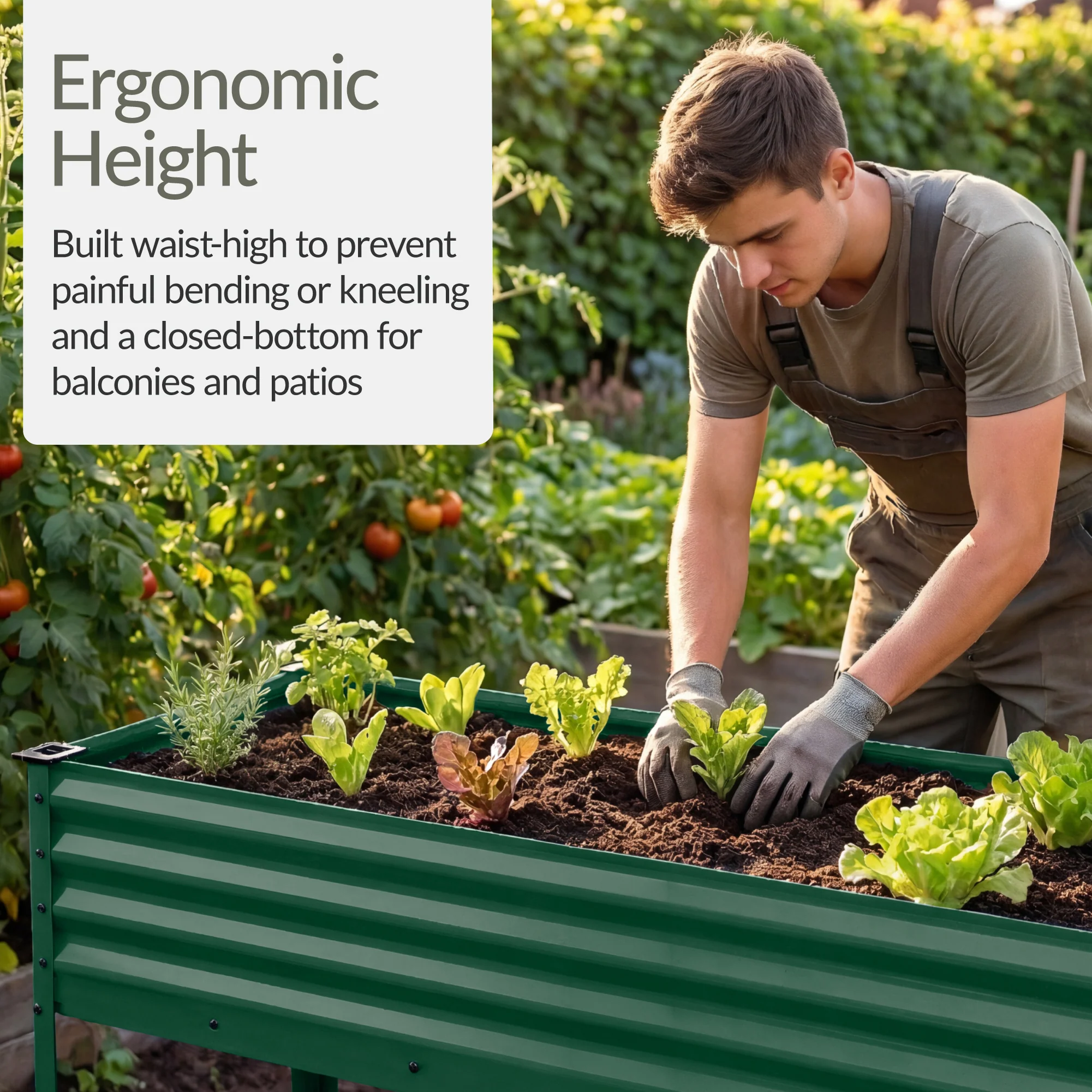 Elevated Galvanized Metal Garden Bed w/ Corner Protectors - 48x24x30in - Image 5