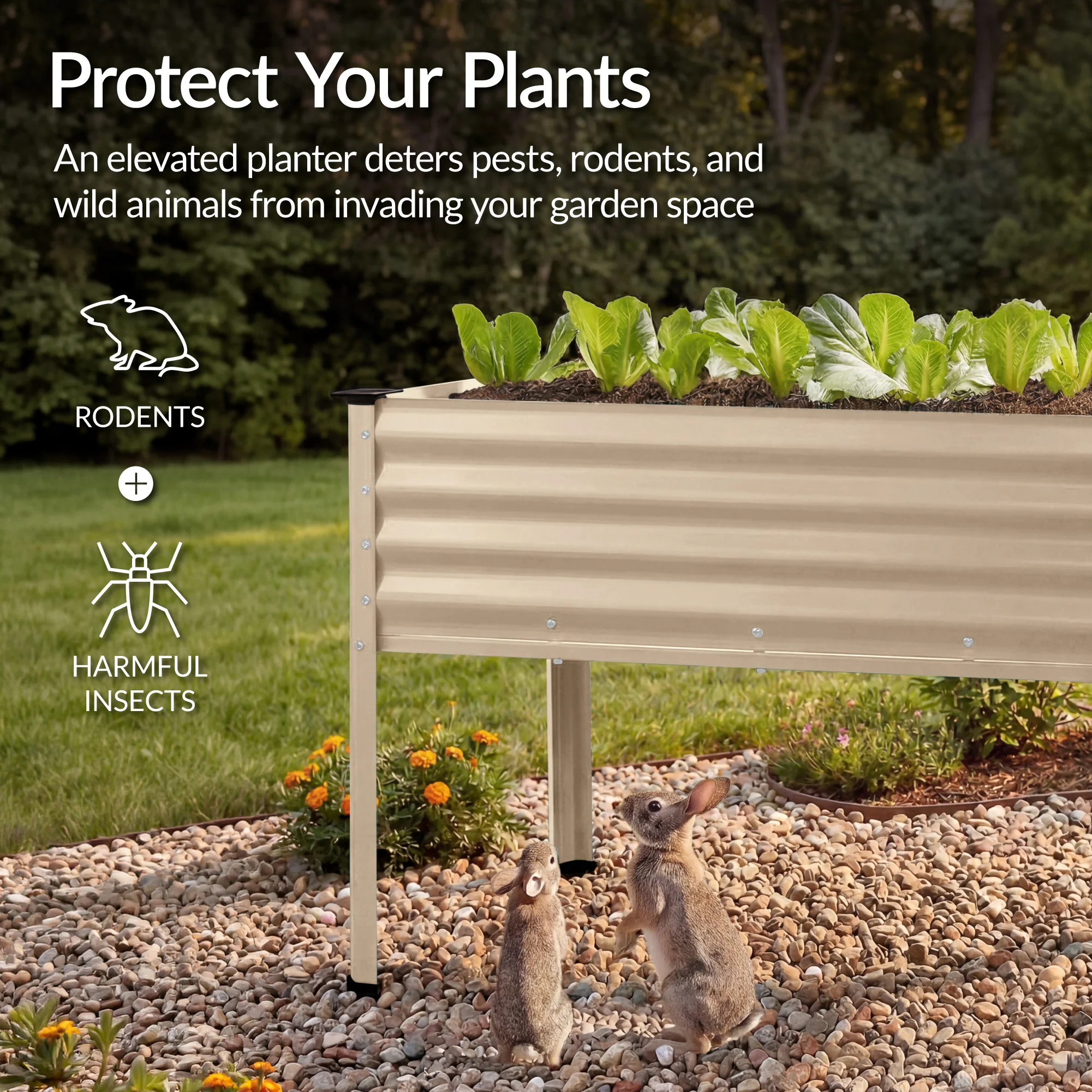 Elevated Galvanized Metal Garden Bed w/ Corner Protectors - 48x24x30in - Image 62