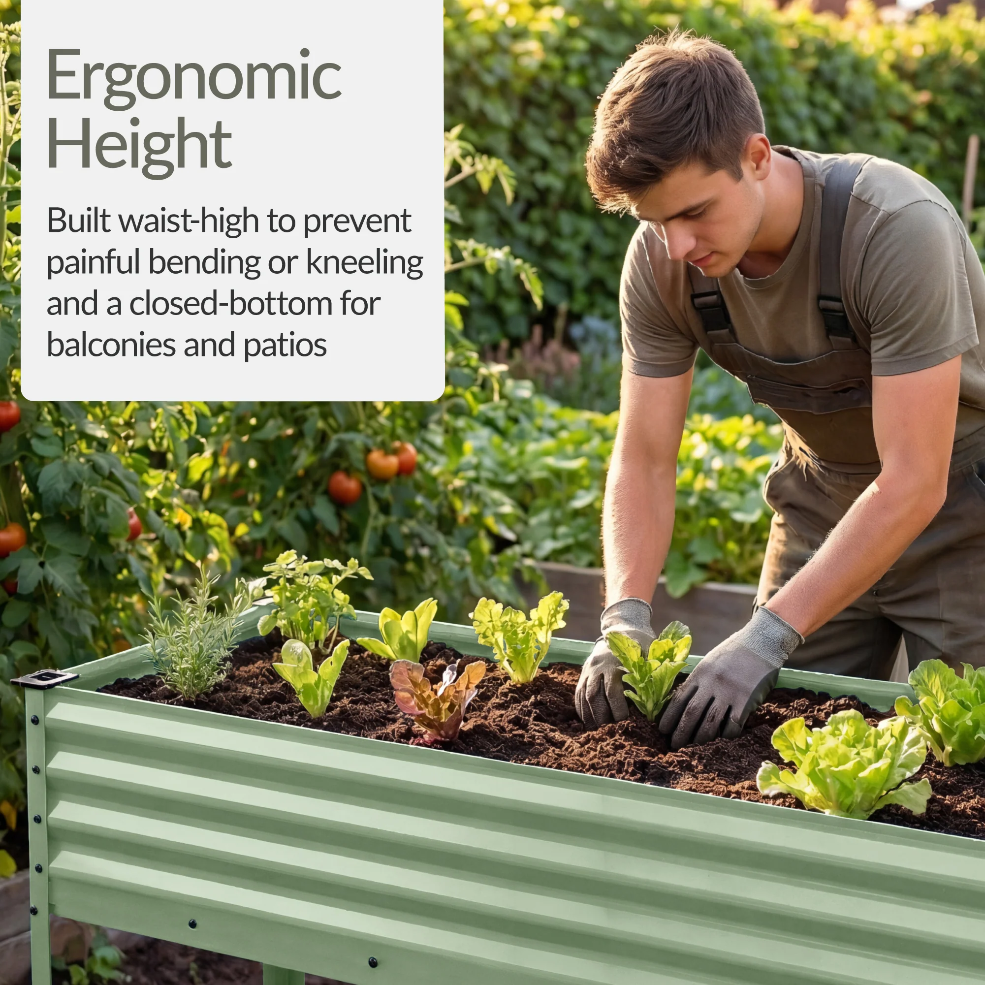 Elevated Galvanized Metal Garden Bed w/ Corner Protectors - 48x24x30in - Image 68