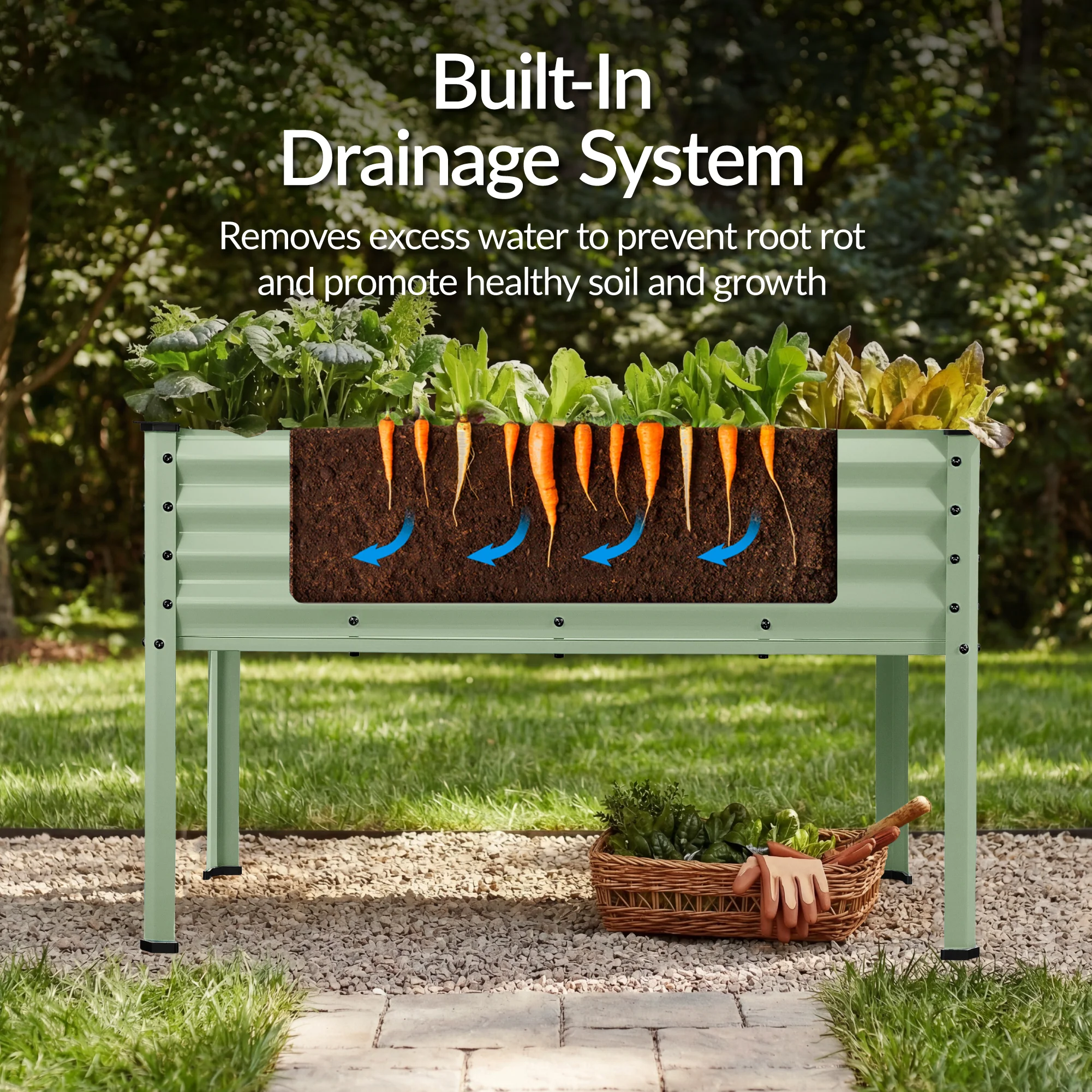 Elevated Galvanized Metal Garden Bed w/ Corner Protectors - 48x24x30in - Image 69