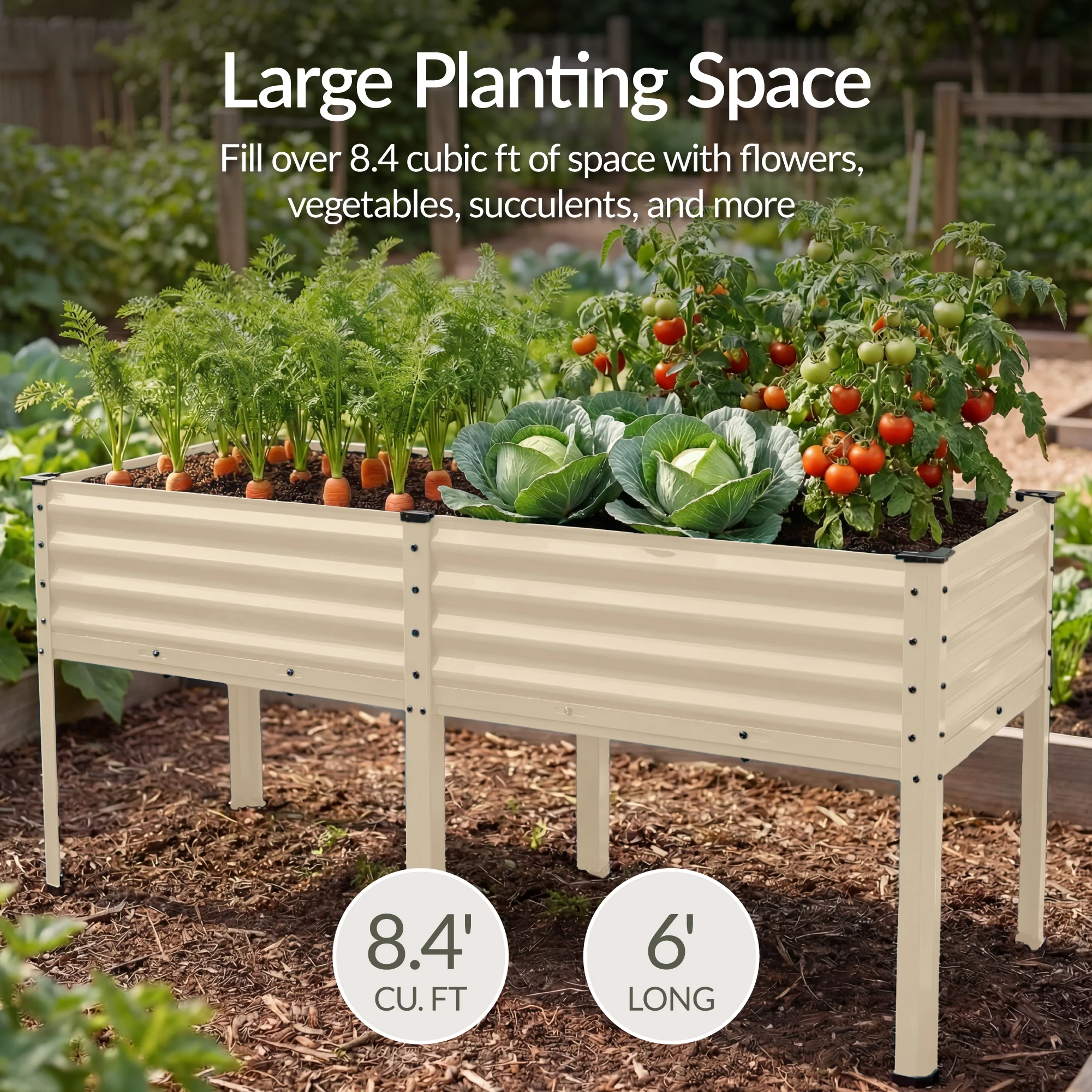 Elevated Galvanized Metal Garden Bed w/ Corner Protectors - 72x24x30in - Image 103