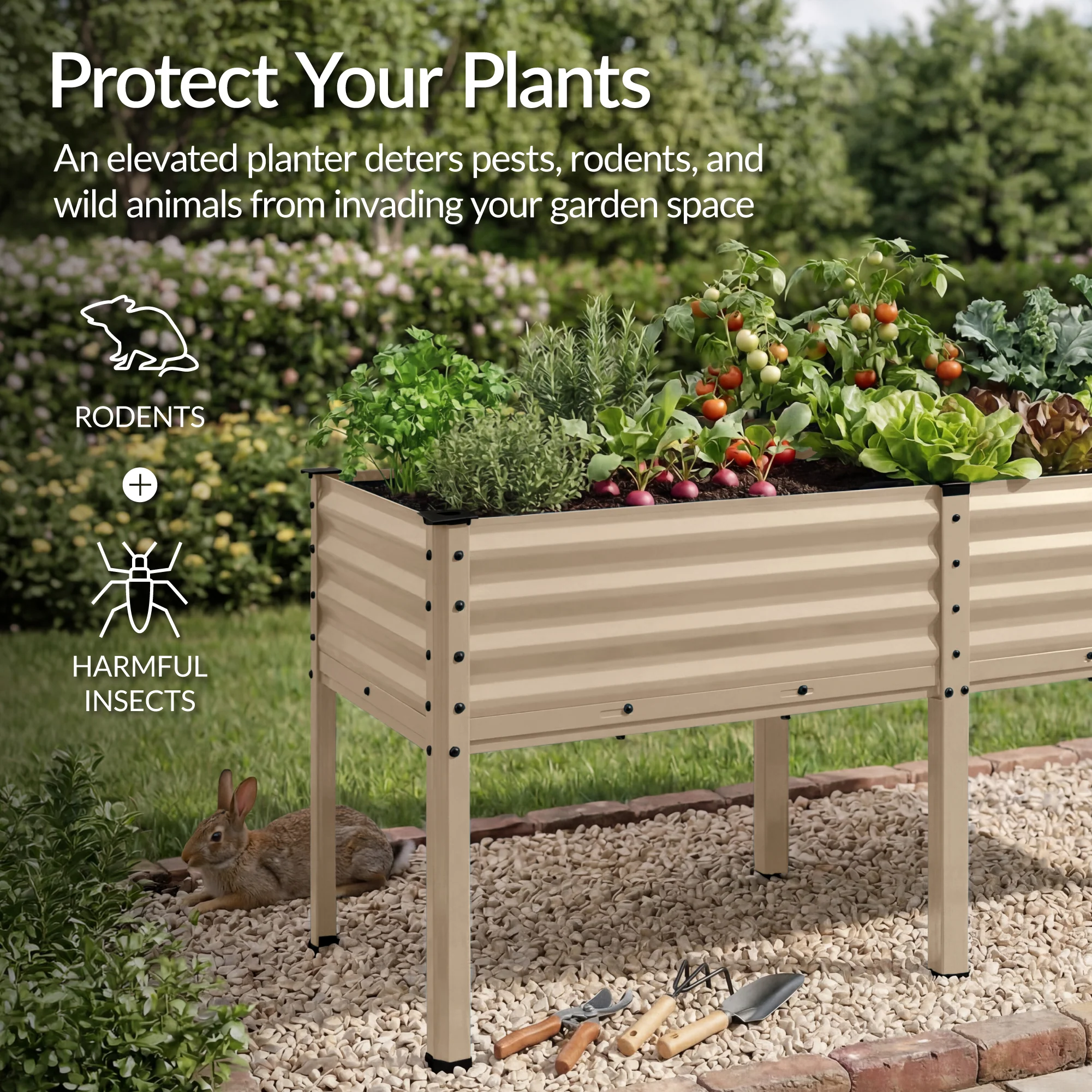 Elevated Galvanized Metal Garden Bed w/ Corner Protectors - 72x24x30in - Image 107