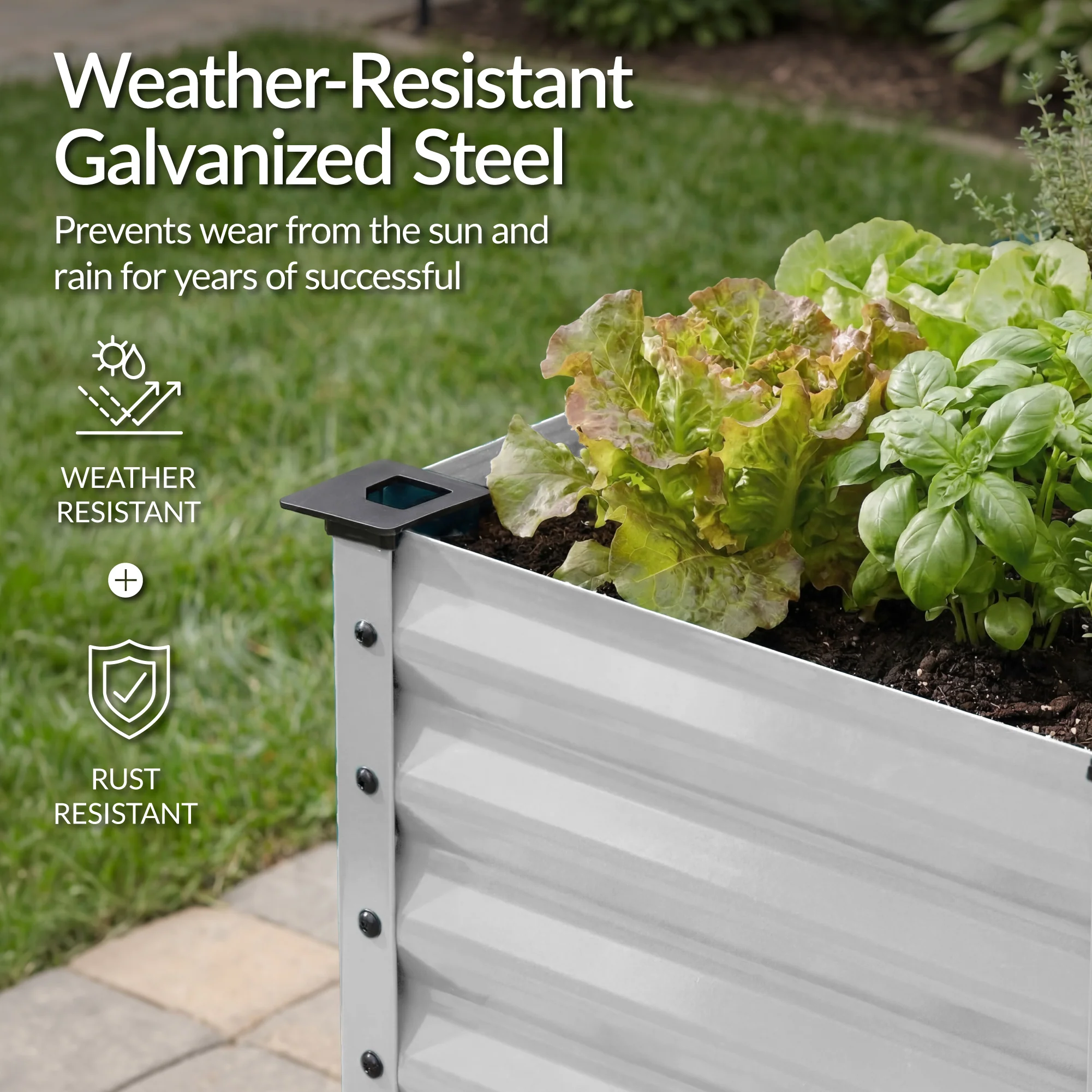 Elevated Galvanized Metal Garden Bed w/ Corner Protectors - 72x24x30in - Image 115