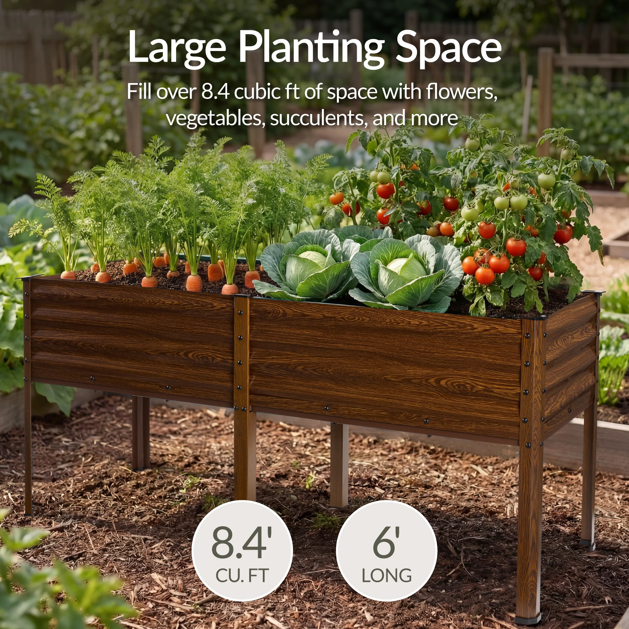 Elevated Galvanized Metal Garden Bed w/ Corner Protectors - 72x24x30in - Image 22