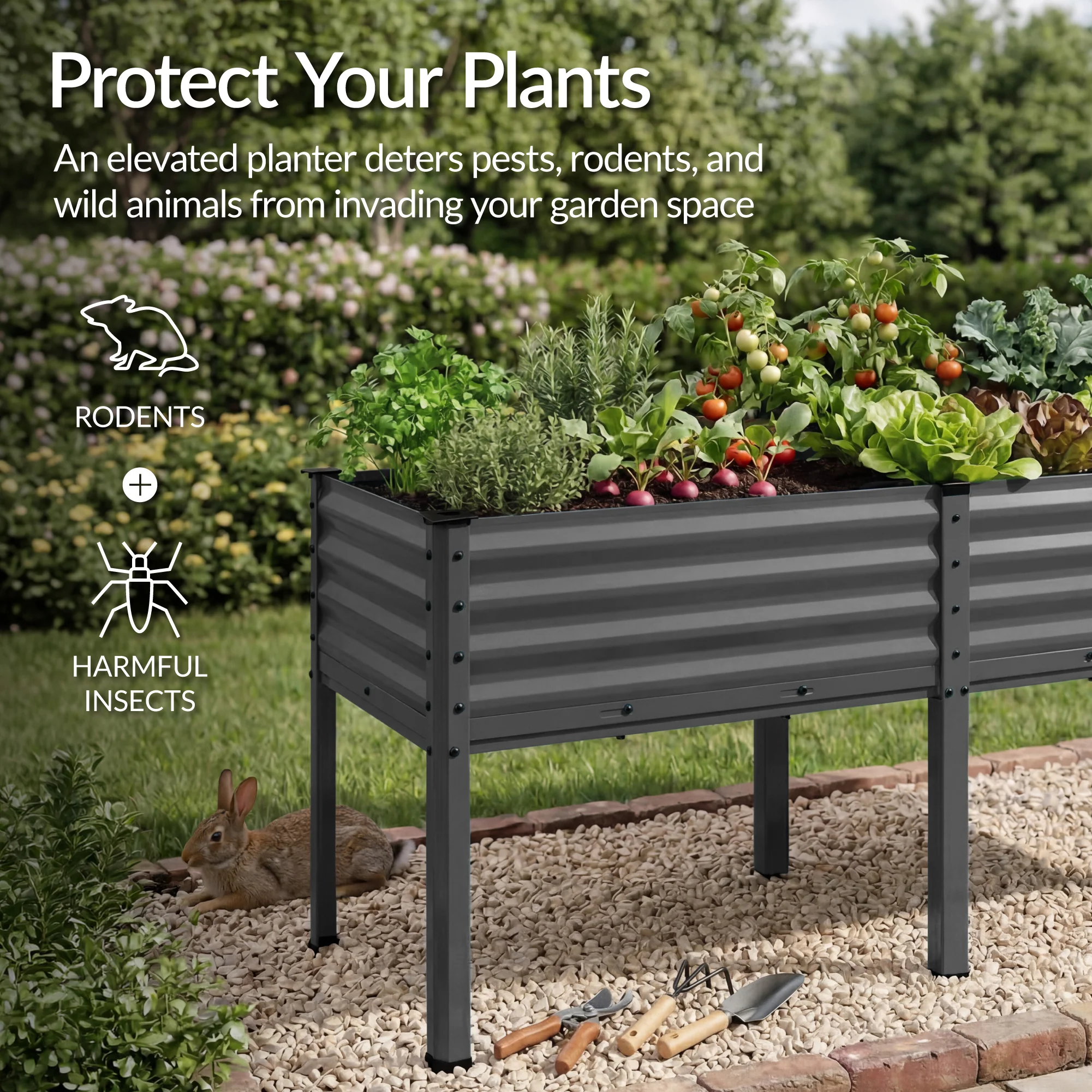 Elevated Galvanized Metal Garden Bed w/ Corner Protectors - 72x24x30in - Image 71