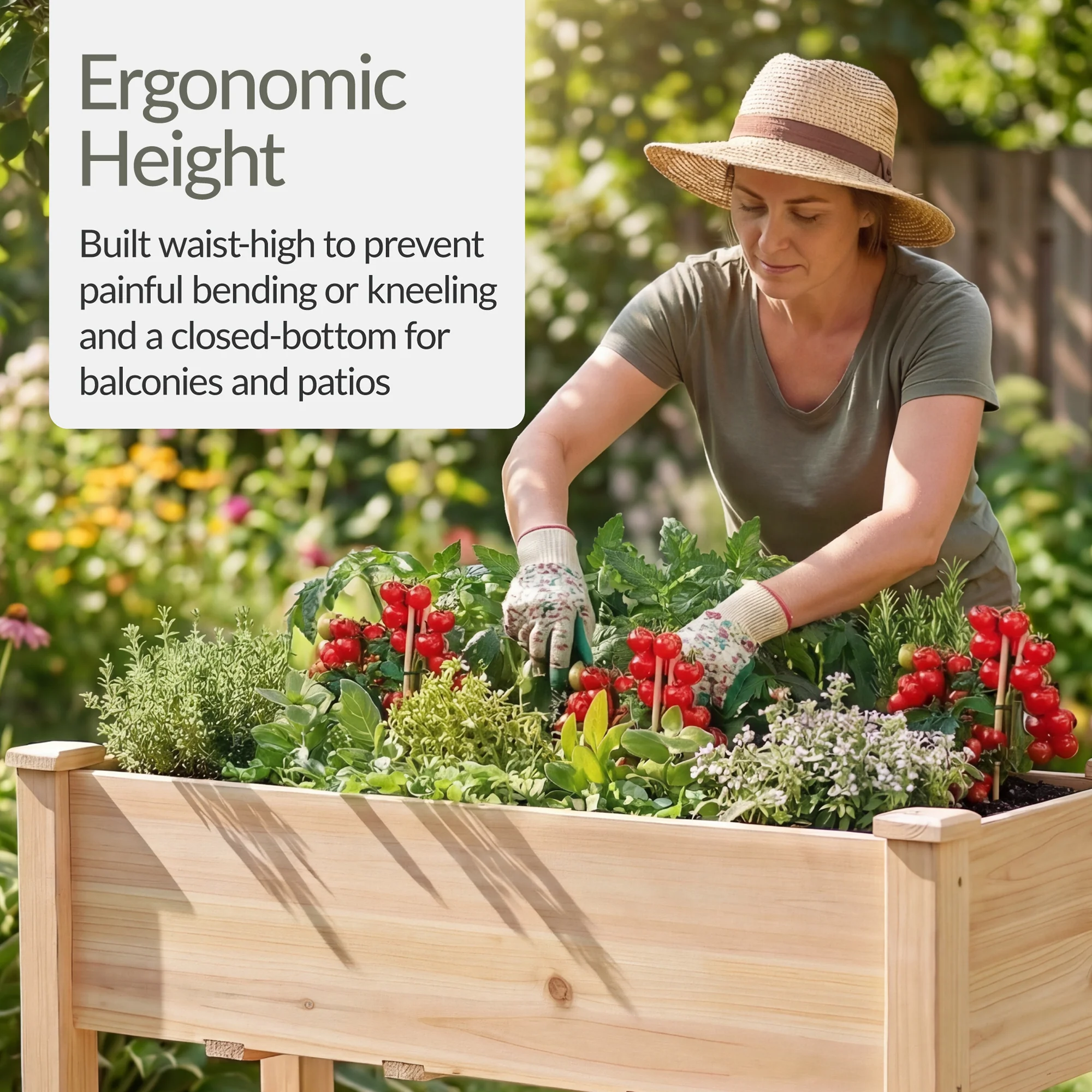 Raised Garden Bed, Elevated Wooden Planter Box w/ Foot Caps - 48x24x30in - Image 11