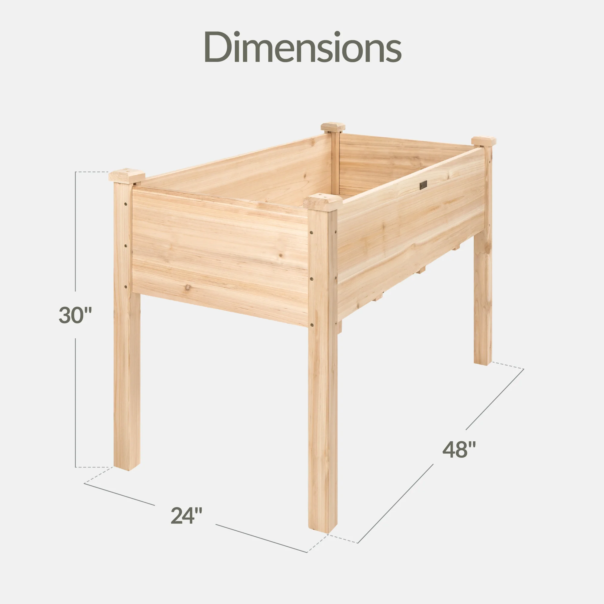 Raised Garden Bed, Elevated Wooden Planter Box w/ Foot Caps - 48x24x30in - Image 16