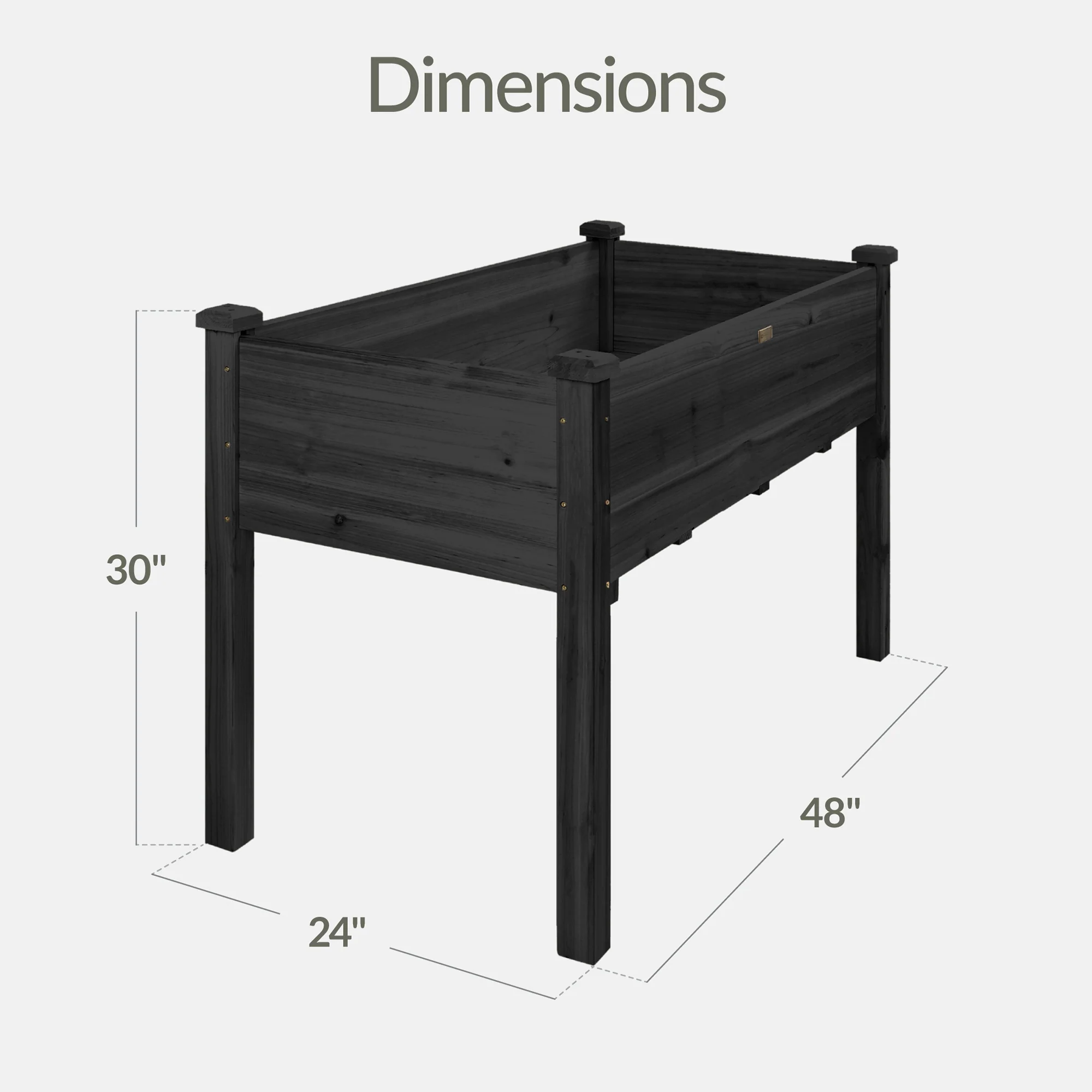 Raised Garden Bed, Elevated Wooden Planter Box w/ Foot Caps - 48x24x30in - Image 23
