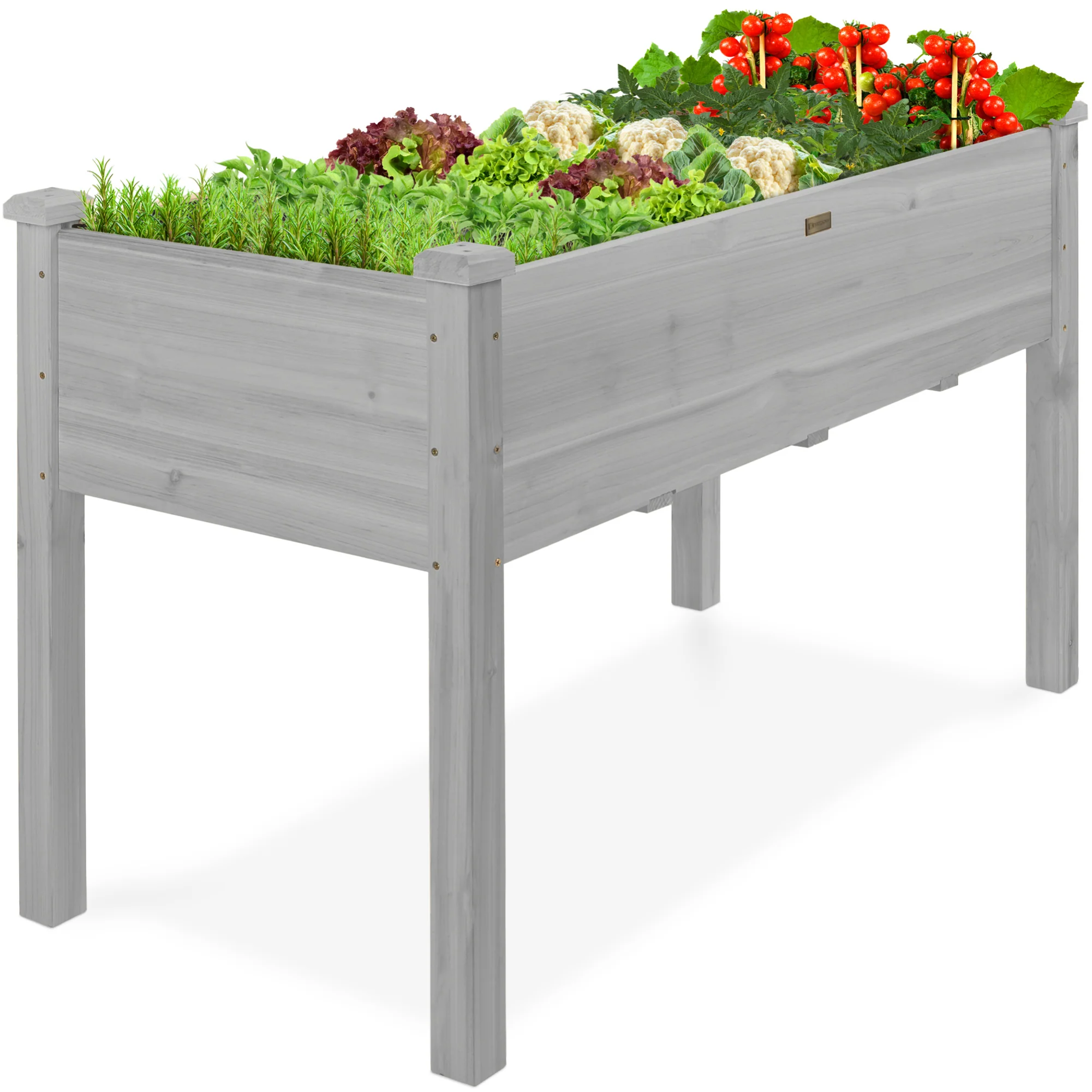 Raised Garden Bed, Elevated Wooden Planter Box w/ Foot Caps - 48x24x30in - Image 29