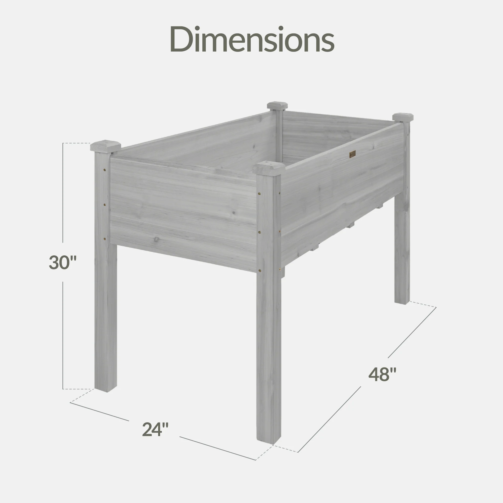 Raised Garden Bed, Elevated Wooden Planter Box w/ Foot Caps - 48x24x30in - Image 30
