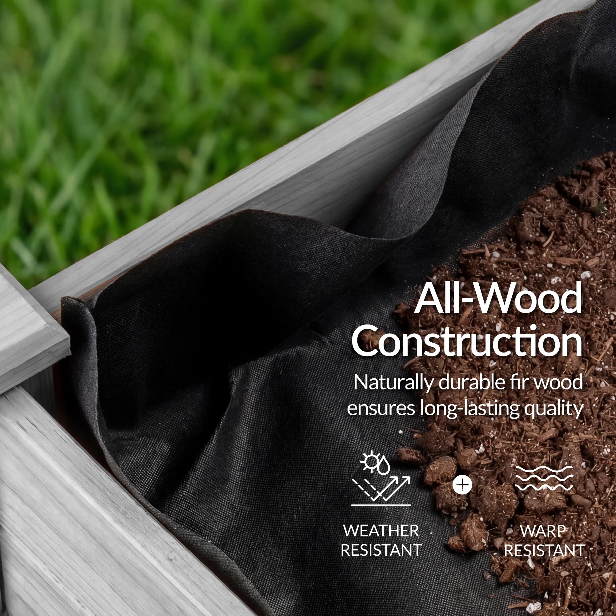 Raised Garden Bed, Elevated Wooden Planter Box w/ Foot Caps - 48x24x30in - Image 34