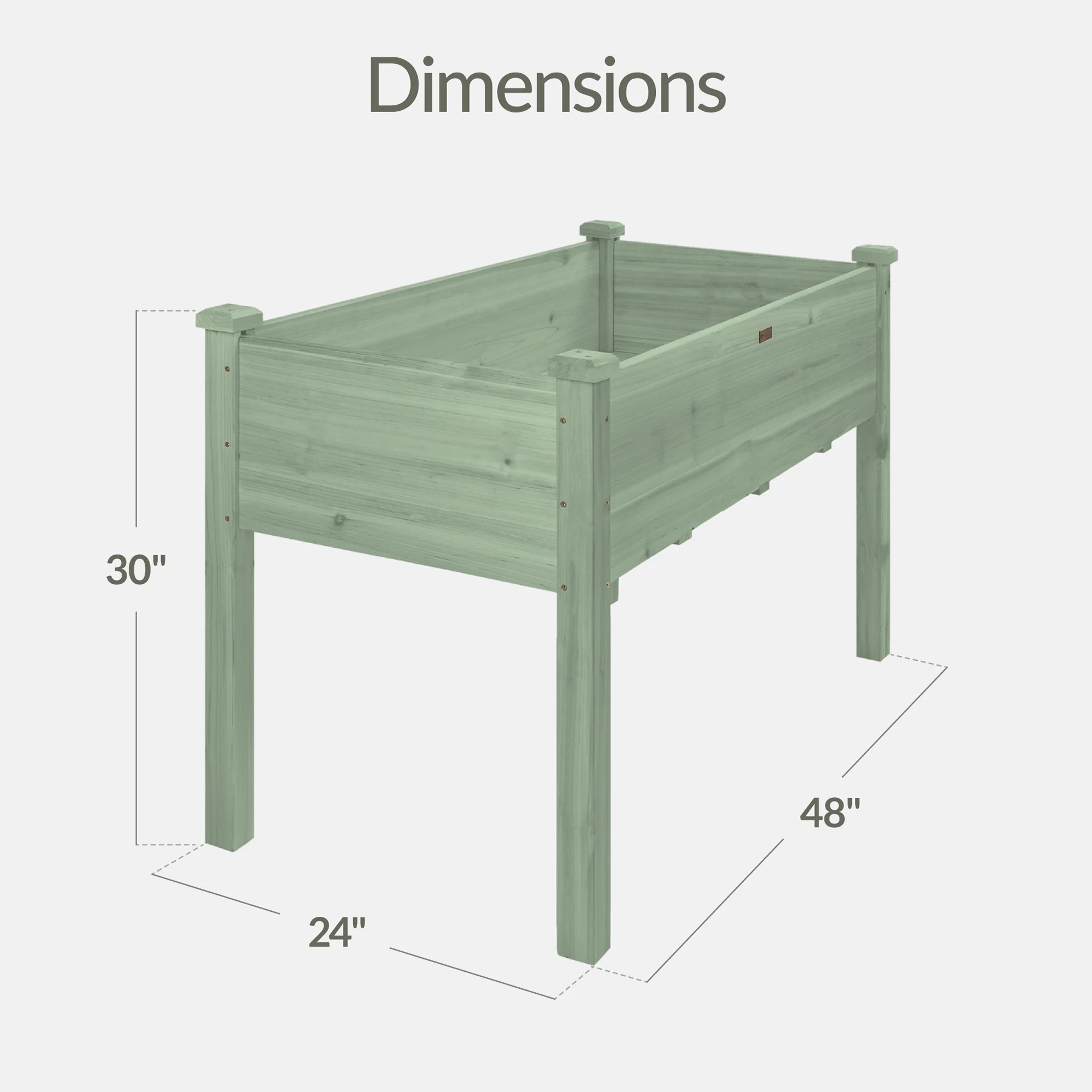 Raised Garden Bed, Elevated Wooden Planter Box w/ Foot Caps - 48x24x30in - Image 37
