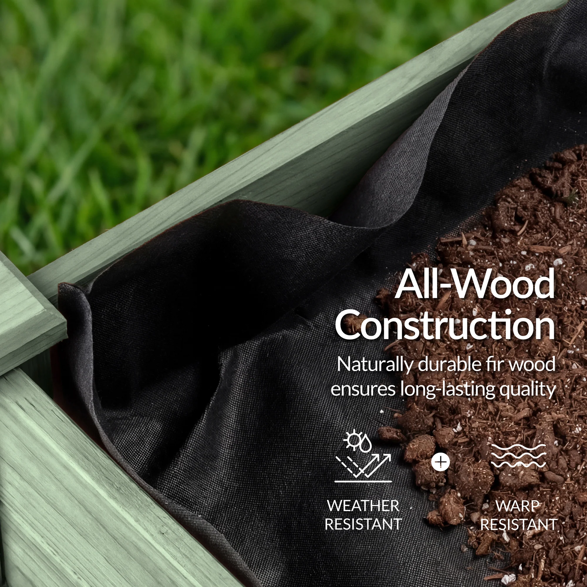 Raised Garden Bed, Elevated Wooden Planter Box w/ Foot Caps - 48x24x30in - Image 41
