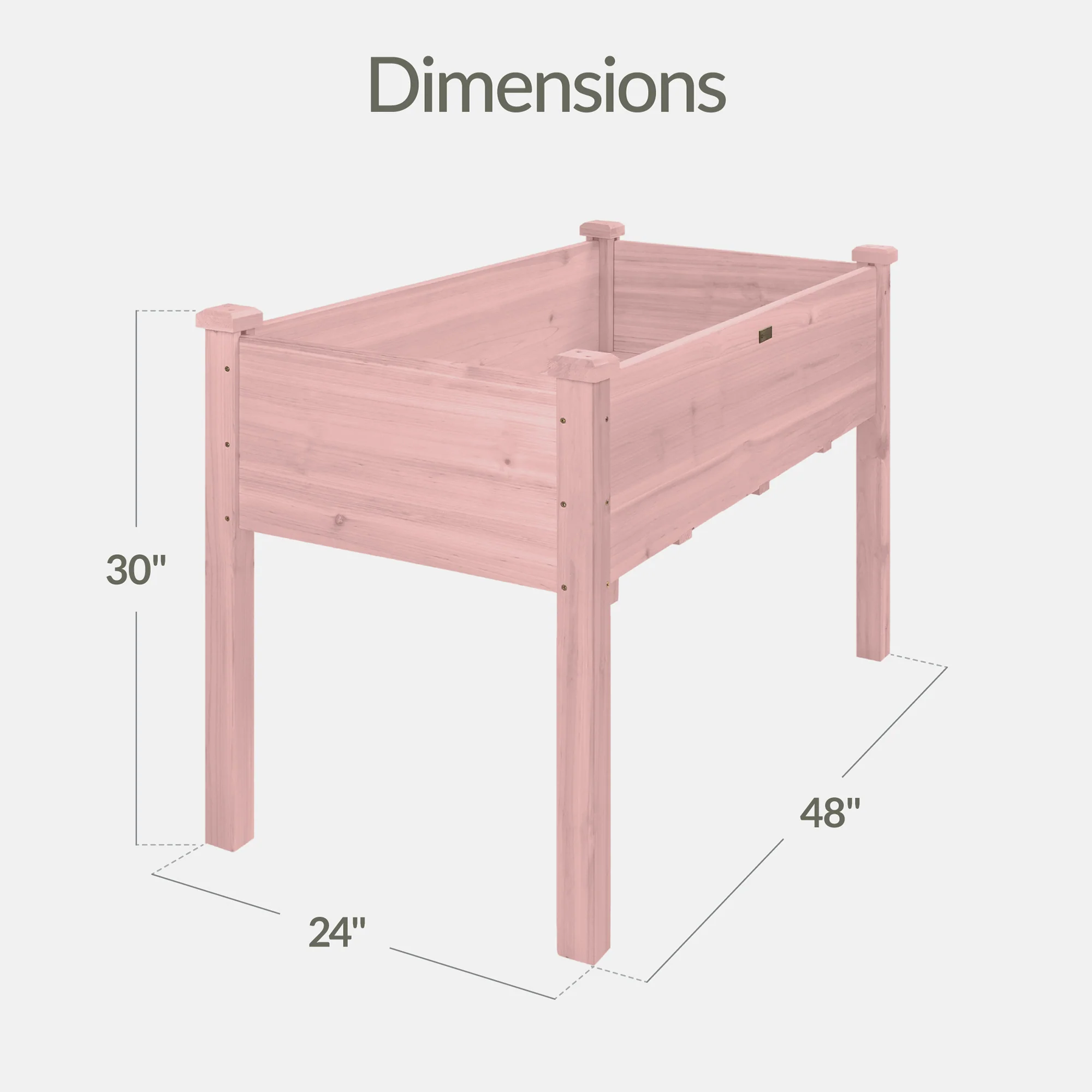 Raised Garden Bed, Elevated Wooden Planter Box w/ Foot Caps - 48x24x30in - Image 44