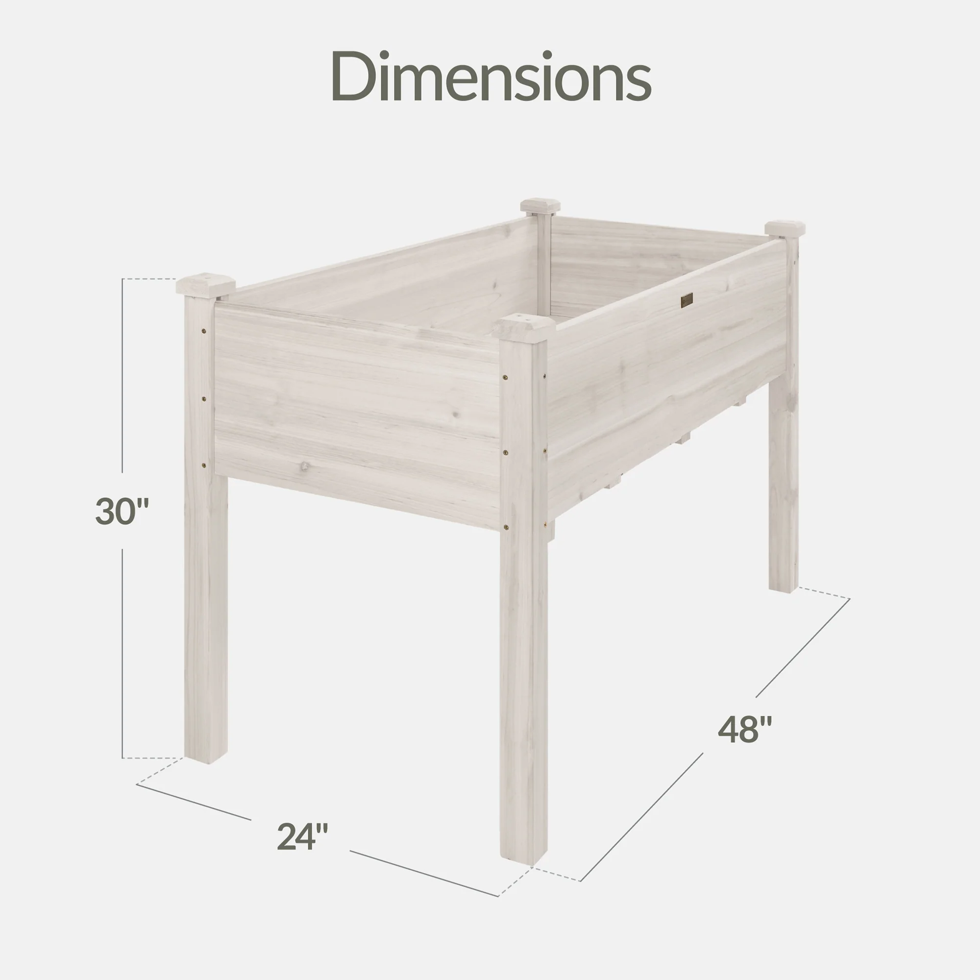 Raised Garden Bed, Elevated Wooden Planter Box w/ Foot Caps - 48x24x30in - Image 51