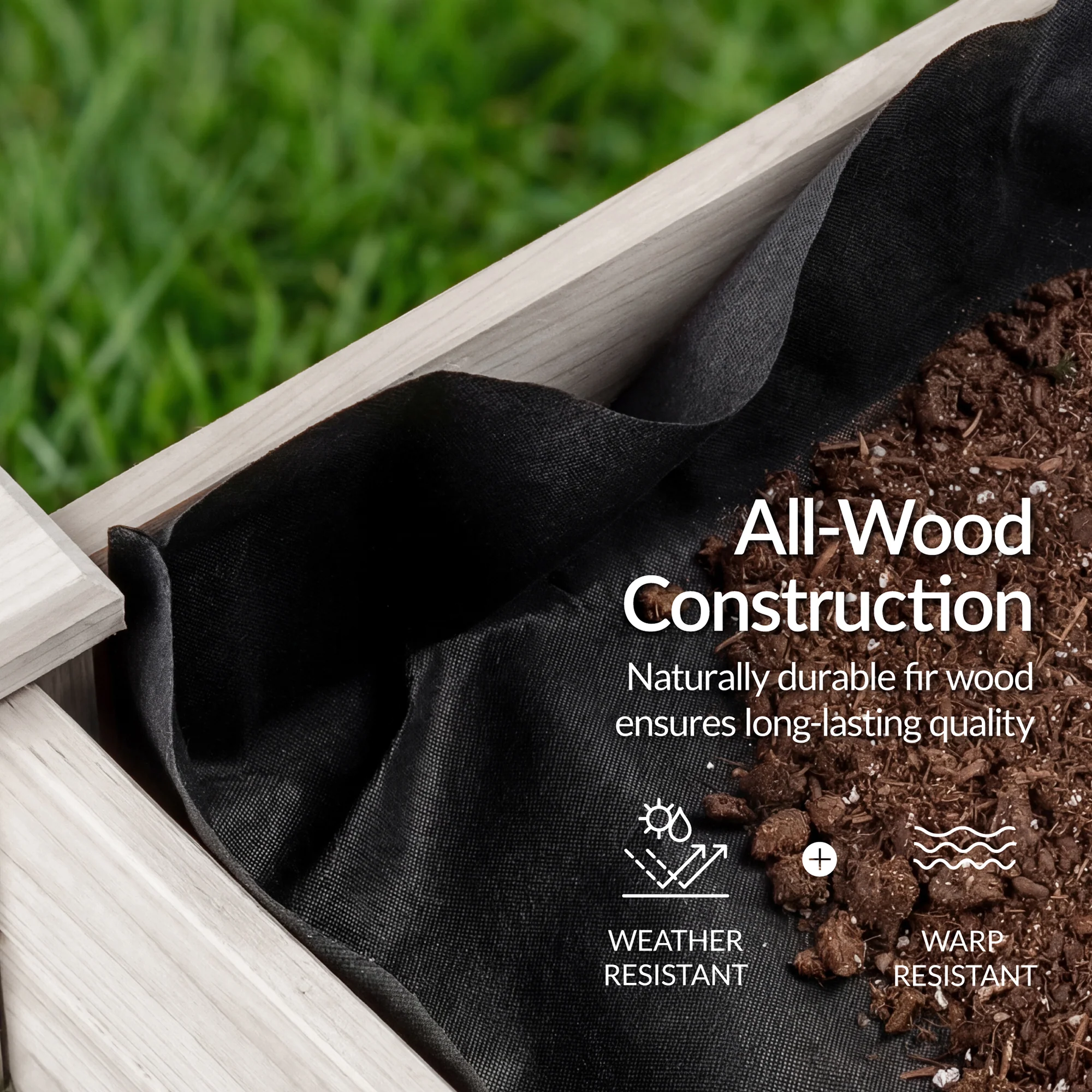 Raised Garden Bed, Elevated Wooden Planter Box w/ Foot Caps - 48x24x30in - Image 55