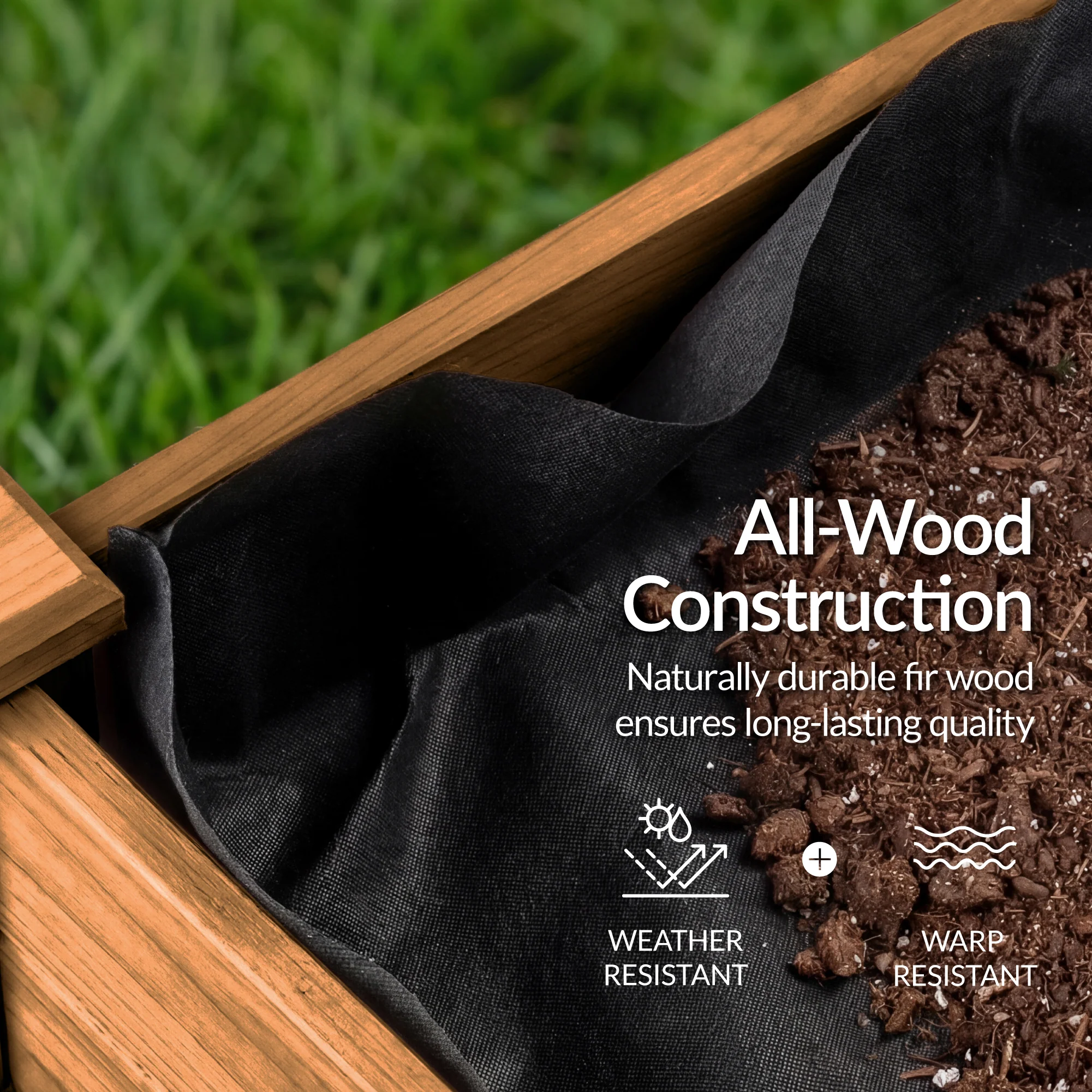 Raised Garden Bed, Elevated Wooden Planter Box w/ Foot Caps - 48x24x30in - Image 6