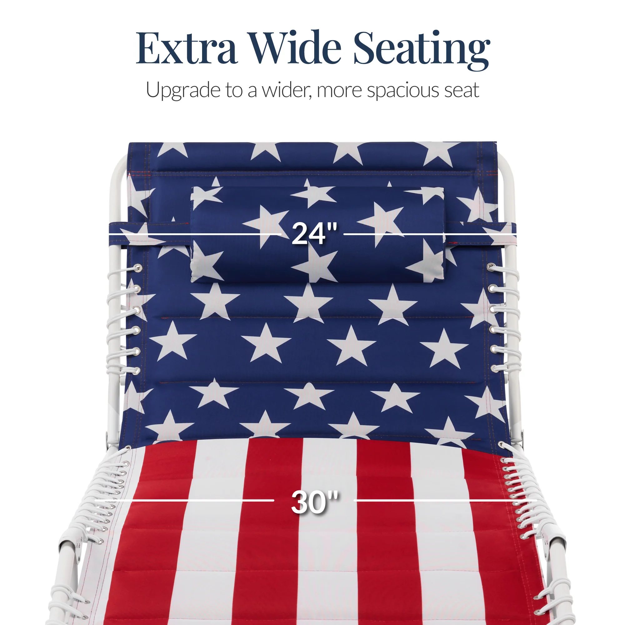 Extra Wide Padded Patio Chaise Lounge Chair, Portable Recliner 8 Positions - Image 12
