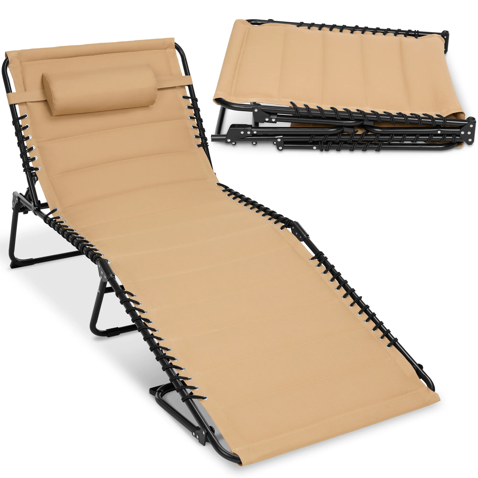 Extra Wide Padded Patio Chaise Lounge Chair, Portable Recliner 8 Positions - Image 17