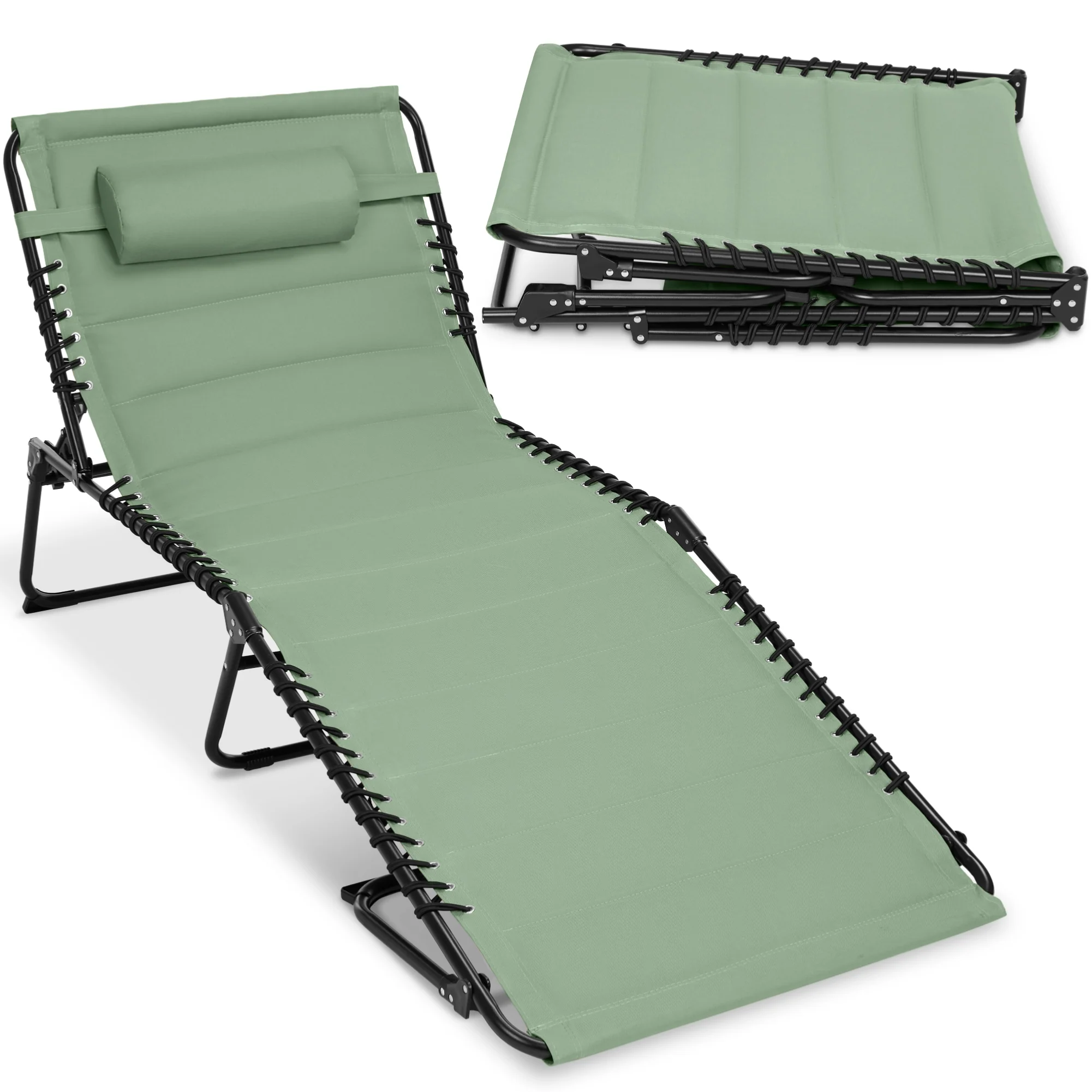 Extra Wide Padded Patio Chaise Lounge Chair, Portable Recliner 8 Positions - Image 33